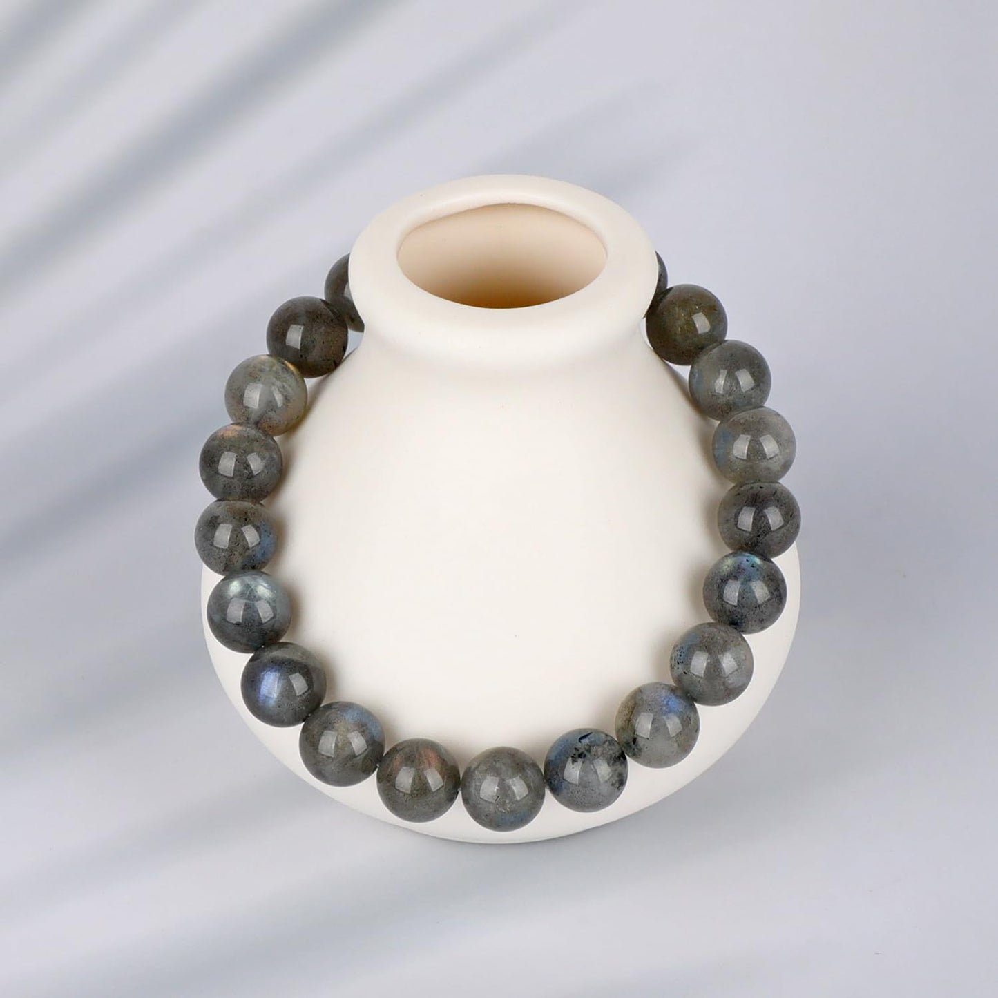LPBeads Handmade Natural Gemstone Stretch Elastic 10mm Labradorite Bracelet Healing Crystal Round Stone Beads Jewelry Gifts for Women Men