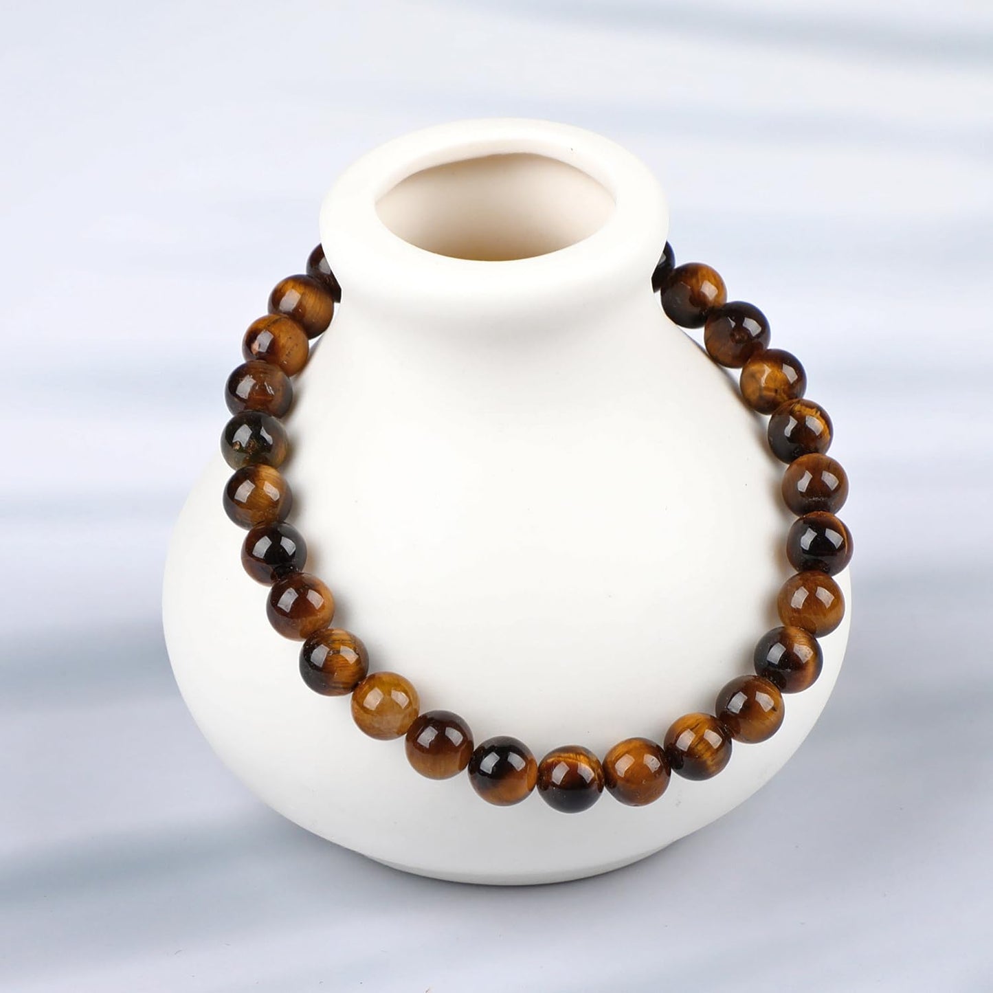 LPBeads Handmade Natural Gemstone Stretch Elastic 6mm Yellow Tiger's Eye Bracelet Healing Crystal Round Stone Beads Jewelry Gifts for Women Men