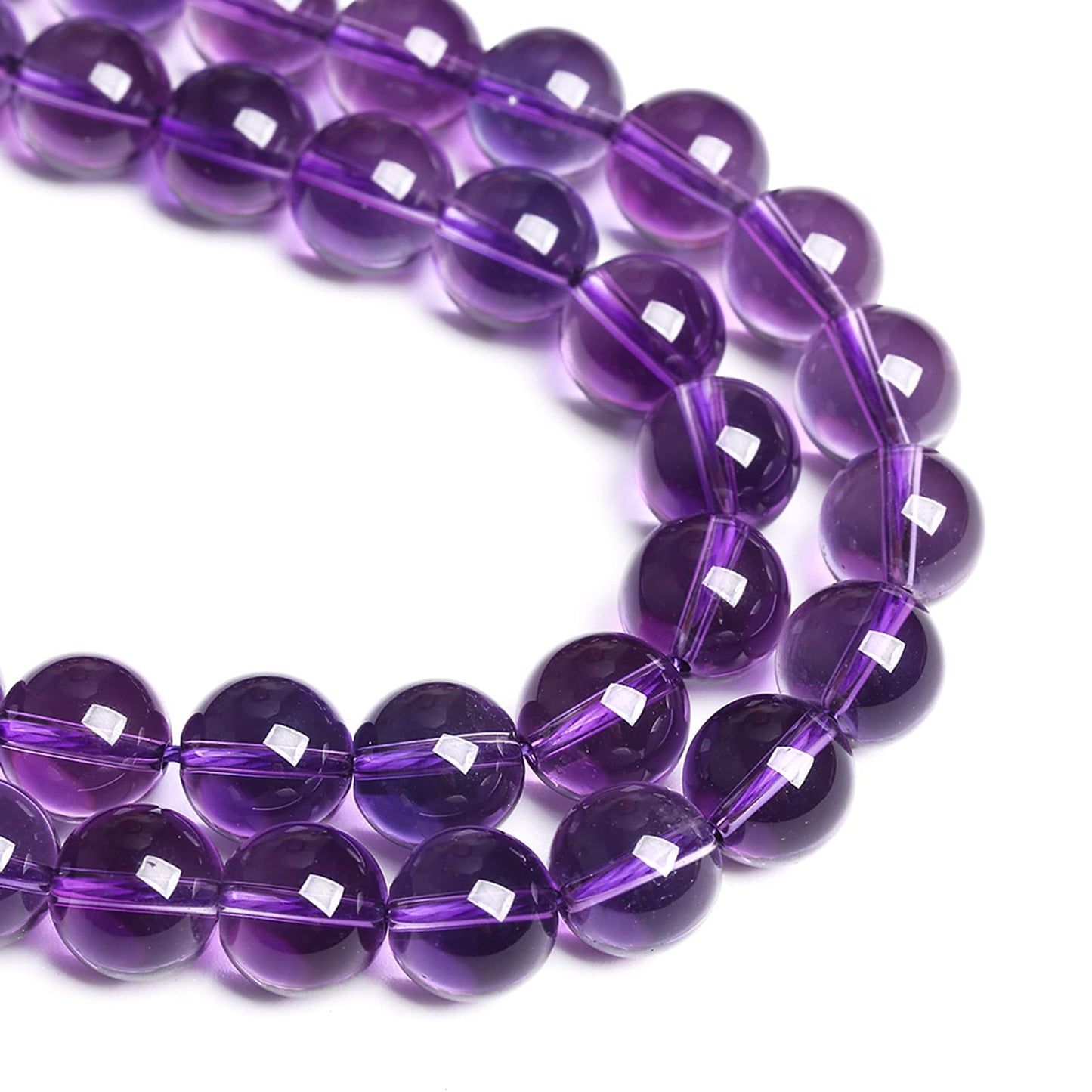 10MM 38PCS Natural Stone Clean Amethyst 3A Grade Crystal Loose Beads for Jewelry Making DIY Bracelet