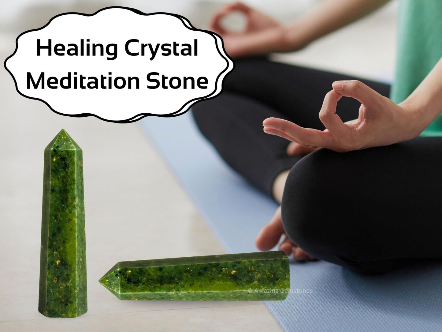 Amazing Gemstone Green Jade Crystal Towers - Natural Healing Crystal Point Obelisk for Reiki Healing and Crystal Grid (3" to 4" INCH)