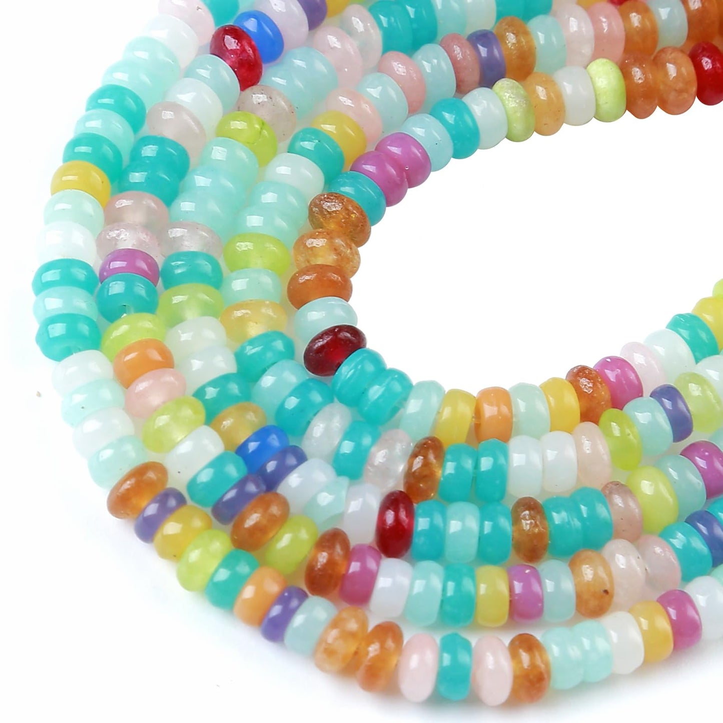 2x4MM 150PCS Colorful Jade Stone Tube Rondelle Abacus Disk Spacer Loose Beads for Jewelry Making