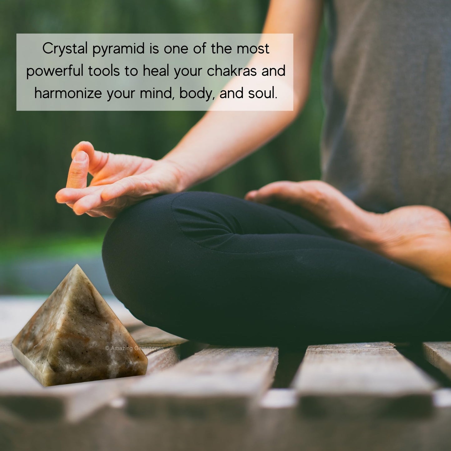 Amazing Gemstone Chrysoberyl Cats Eye Pyramid Crystal Healing Stones - 1" Great Pyramid Figurine of Natural Stone Pyramid for Meditation, Reiki, Chakra Balancing and Crystal Pyramids Grid