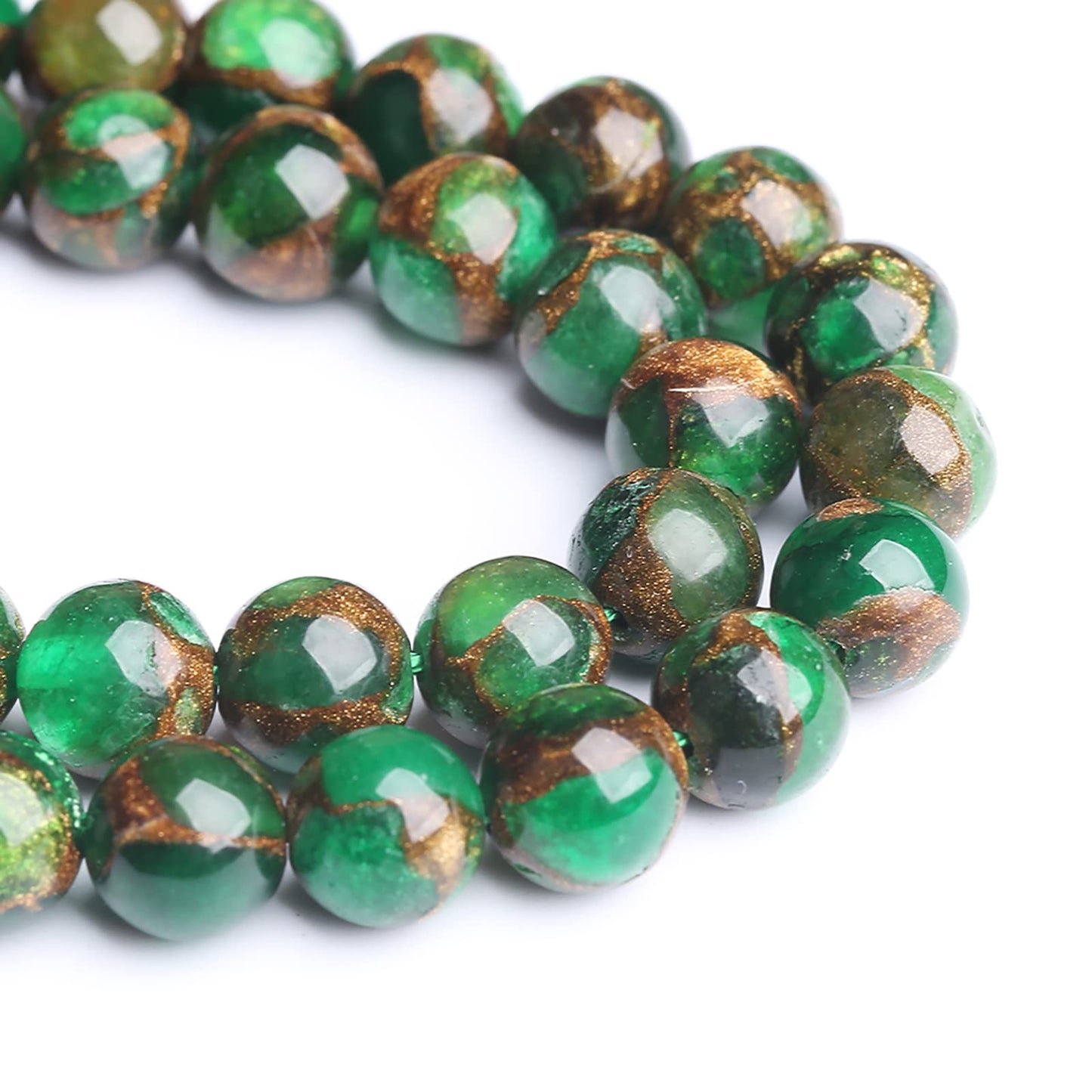 12MM 31PCS Green Cloisonne Craft Loose Round Beads for Jewelry Making DIY Bracelet