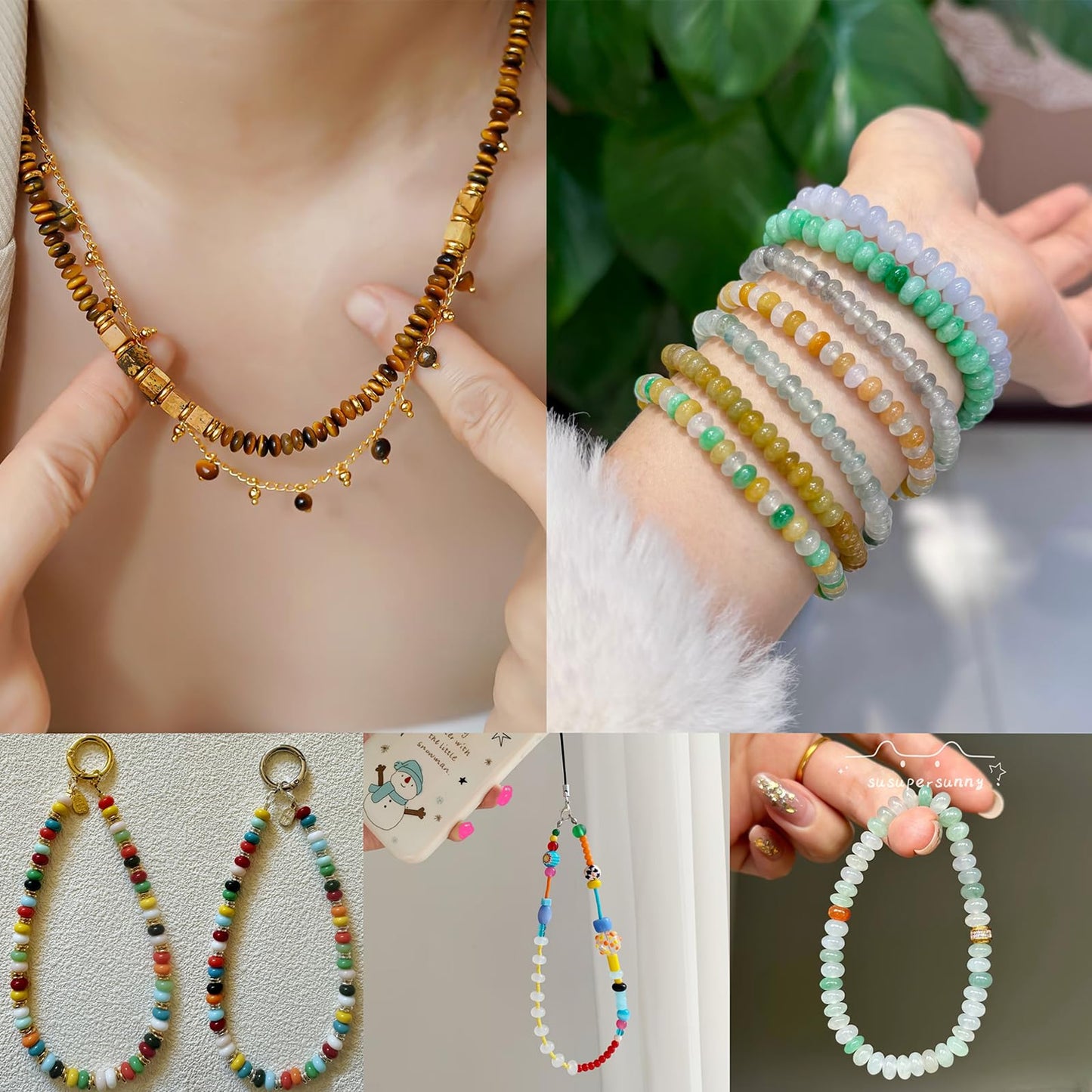ICAI 4x6mm Natural Rondelle Beads – Loose Gemstone Spacers for DIY Jewelry Making (Colorful)
