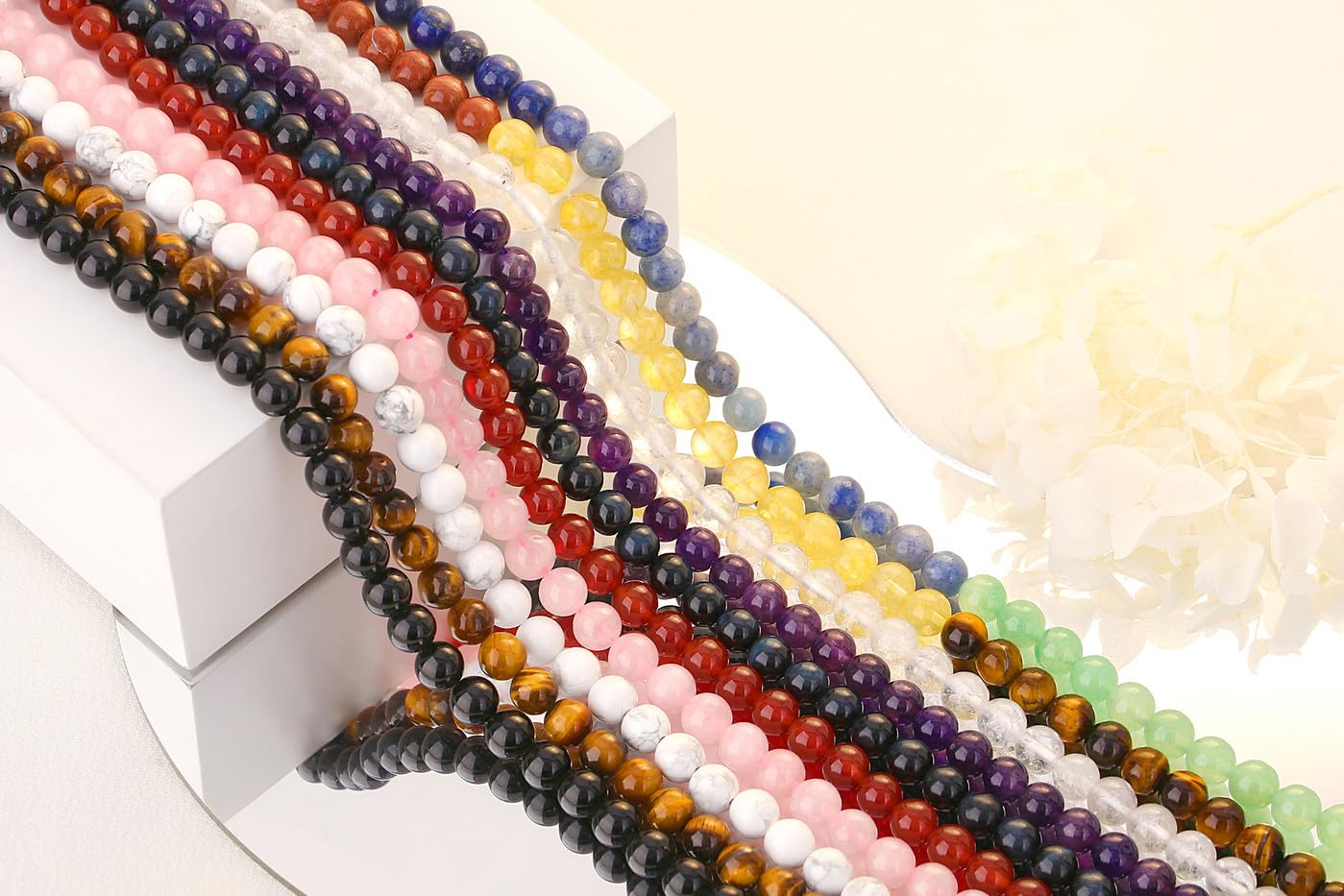 QINJIEJIE 100PCS Clear Crystal Beads 8mm Natural Stone Beads Round Loose Gemstone Bead for Bracelet Beading Crystal Jewelry Making DIY Necklace Earrings 0.32"