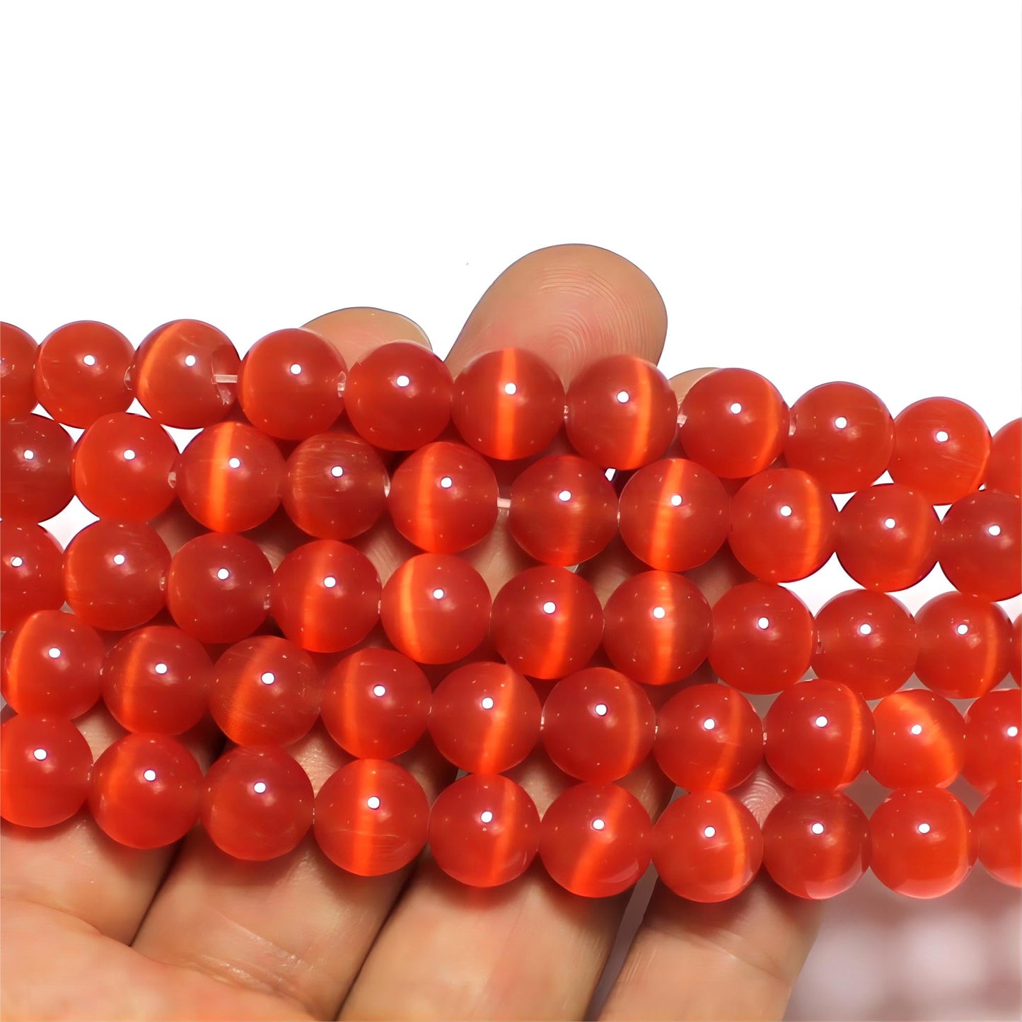 MJDCB 45pcs Red Cat Eye Stone Beads 8mm Round Crystal Loose Bead for Jewelry Making DIY Bracelets Necklace Accessories
