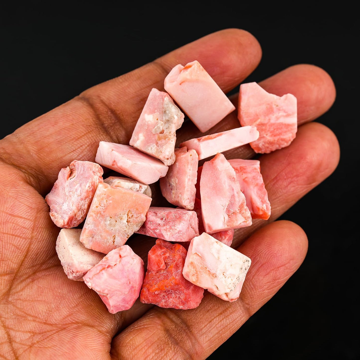 ColouredRocks 100 carats Pink Opal Crystals, Raw Stones, Rough Gemstones, Jewelry Making Supply, Cabbing, Polishing, Cutting, DIY, Crafts (15+pcs) (10-15mm)