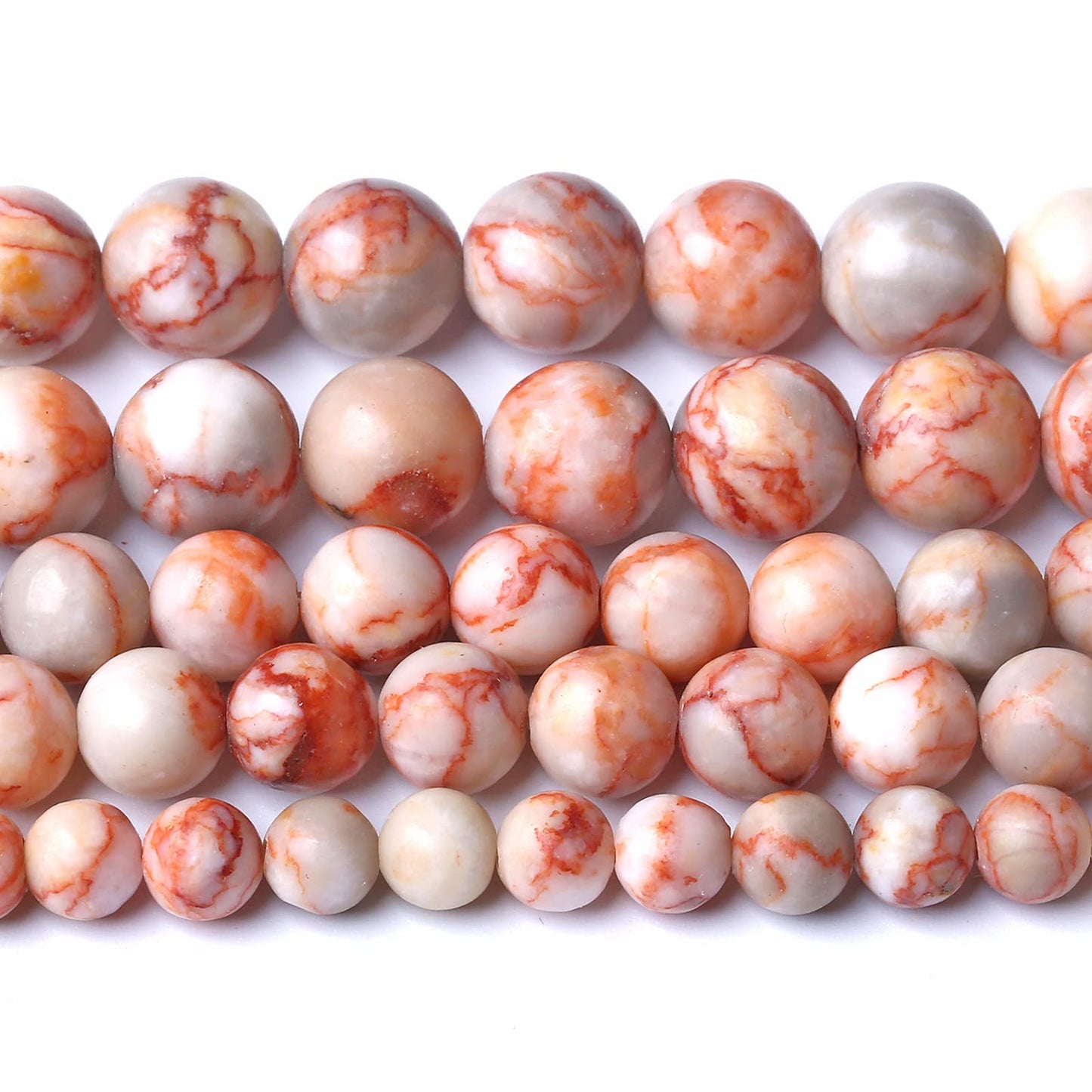 12MM 32PCS Natural Stone Red Network Jasper Loose Beads for Jewelry Making DIY Bracelet
