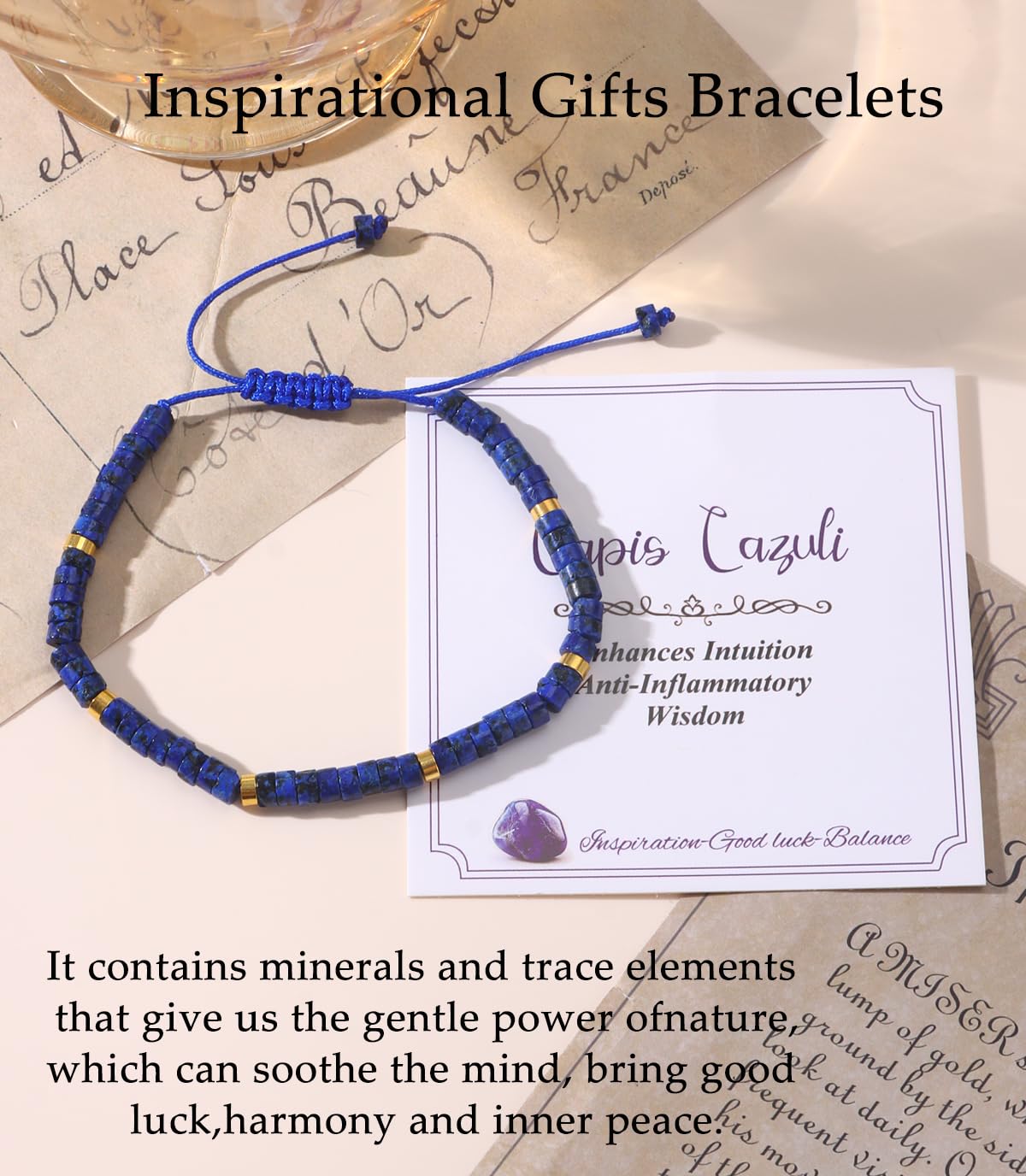 CASDAN Natural Crystal Healing Beaded Bracelet for Women Natural Stone Adjustable Braided Rope Bracelets Spiritual Inspirational Gifts Bracelets