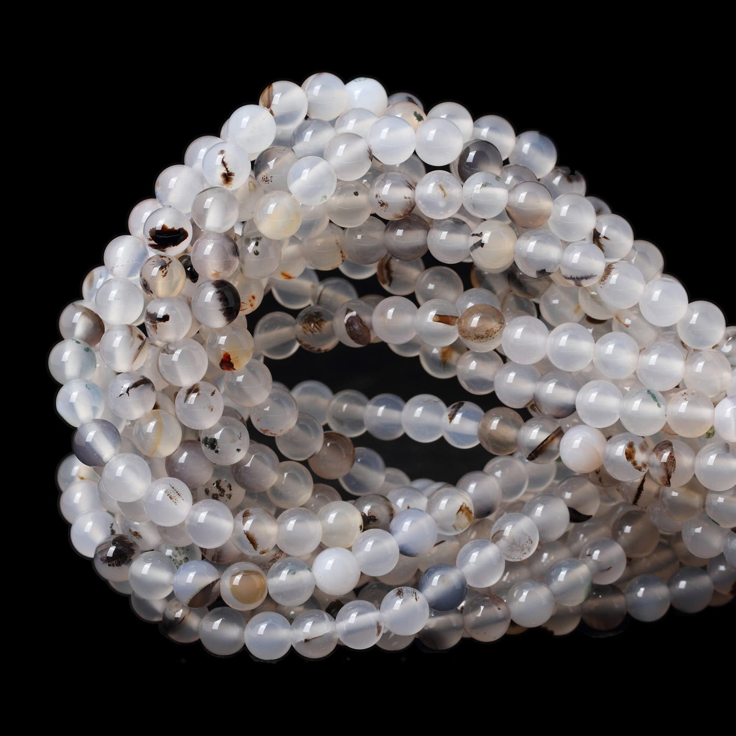 CHEAVIAN 60PCS 6mm Natural Moss Grass Agate Gemstone Round Loose Beads for Jewelry Making 1 Strand 15"
