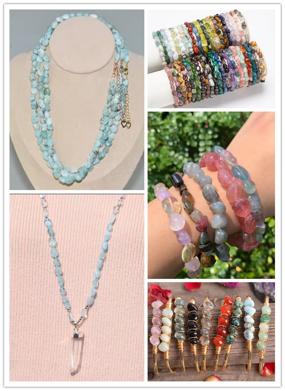 jodaying 6-8mm Natural Black Obsidian Nuggets Oval Free Tumbled Pebble Semi Precious Gemstone Loose Stone Beads Approx 15.5 inch for DIY Jewelry Making