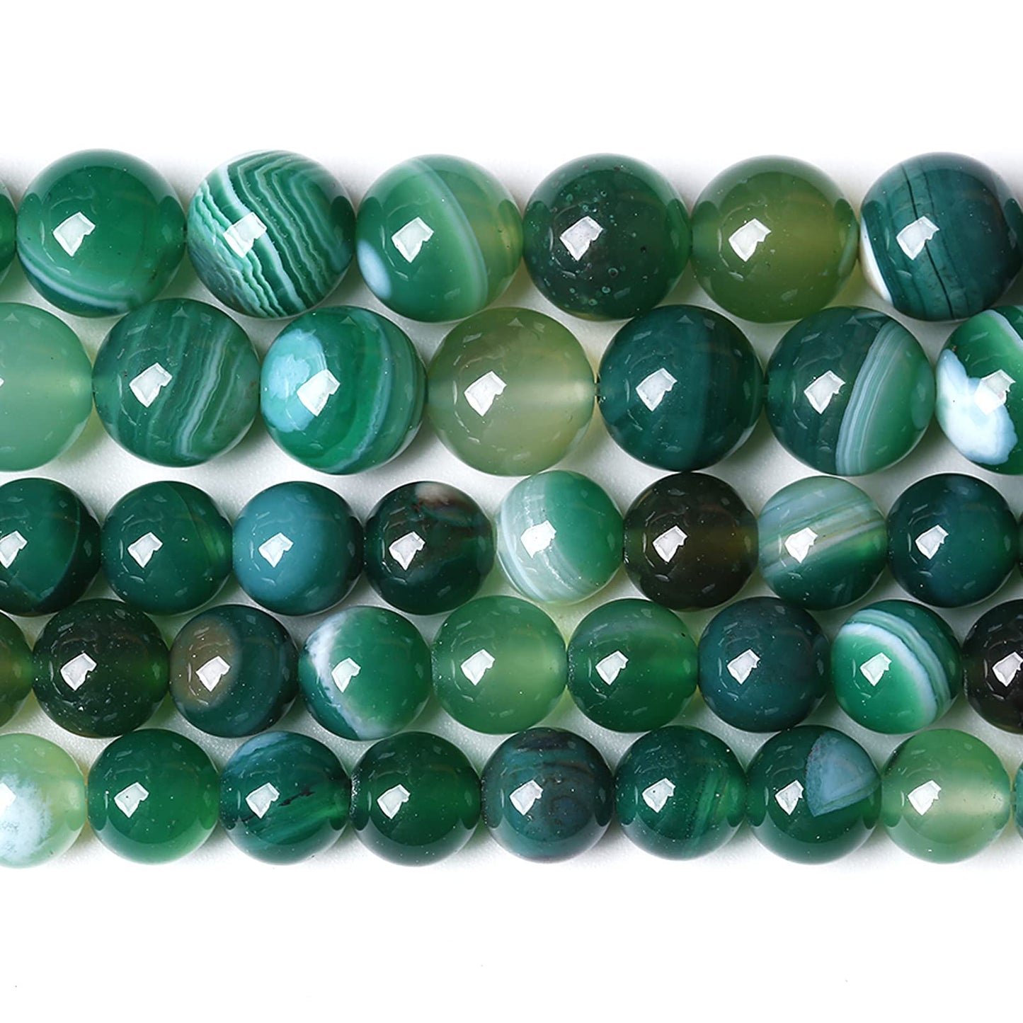 8MM 45PCS Natural Stone Green Agate Onyx Loose Beads for Jewelry Making DIY Bracelet Necklace
