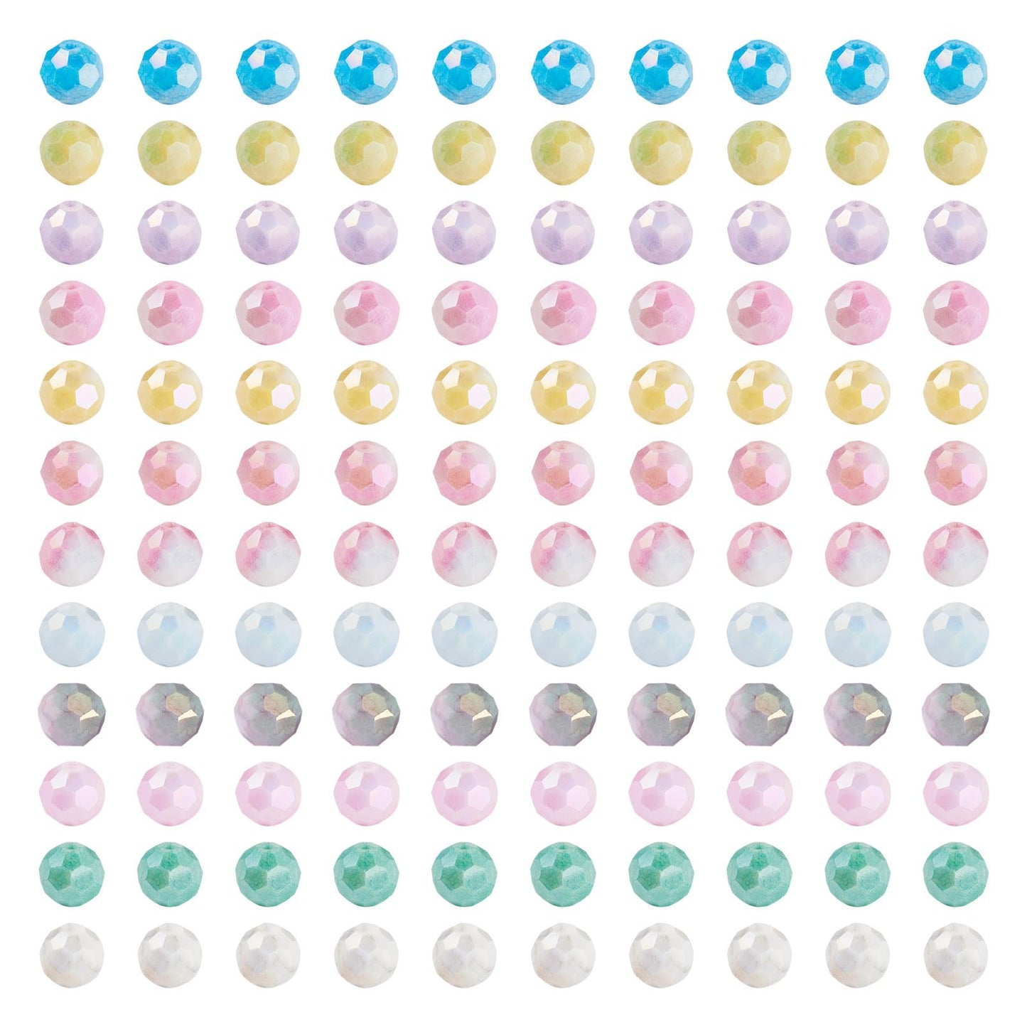 Elecrelive 240Pcs 8mm Faceted Glass Beads 12 Colors Colorful Crystal Beads Imitation Jade Gems for Bracelet Necklace Jewelry Making