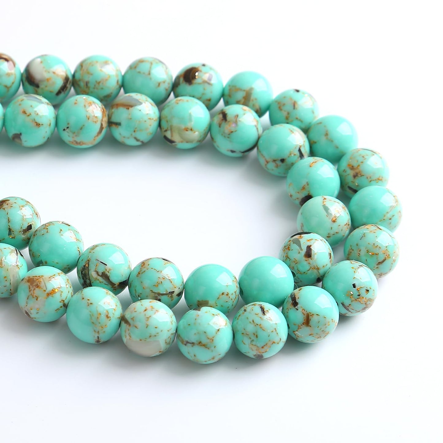 6MM 60PCS Peacock Blue Shell Turquoise Spacer Loose Beads for Jewelry Making DIY Bracelet Necklace