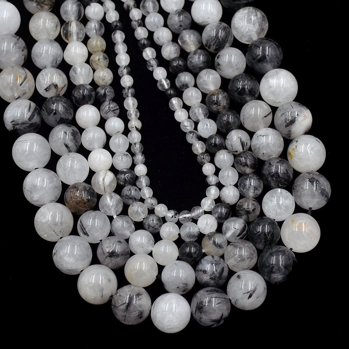 AD Beads Natural Gemstone Round Loose Beads 15" for Bracelet Necklace Earrings Jwelery Making Crafts DIY (6mm, Rutilated Quartz)