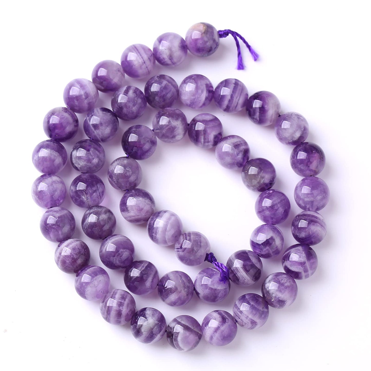 75PCS 10MM Purple Amethyst Dream Lace Beads Natural Quartz Crystal Stone Loose Beads for Jewelry Making DIY Bracelet Grade A+