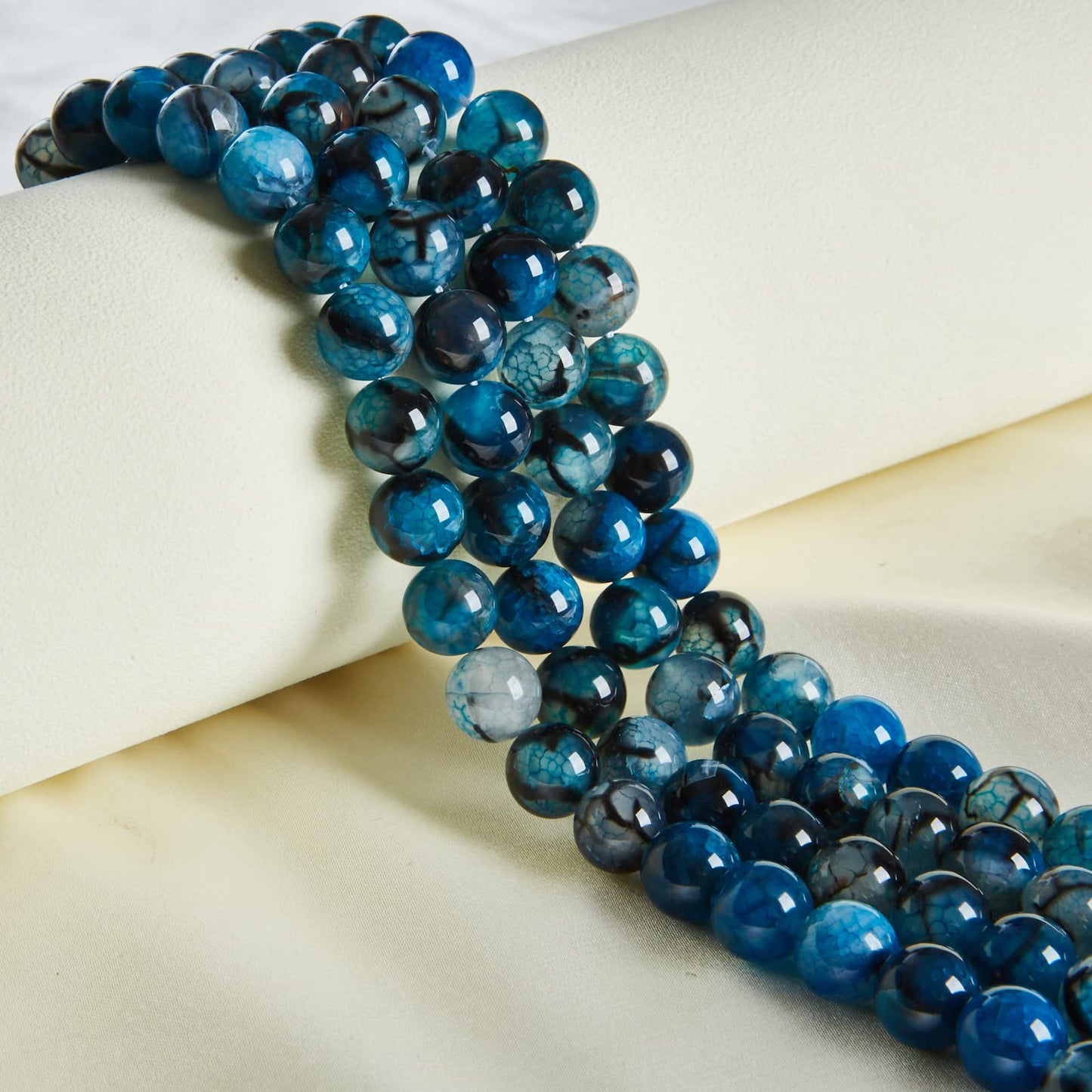 100pcs 10mm Blue Dragon Vein Agate Beads Natural Gemstone Beads Round Loose Beads for Jewelry Making