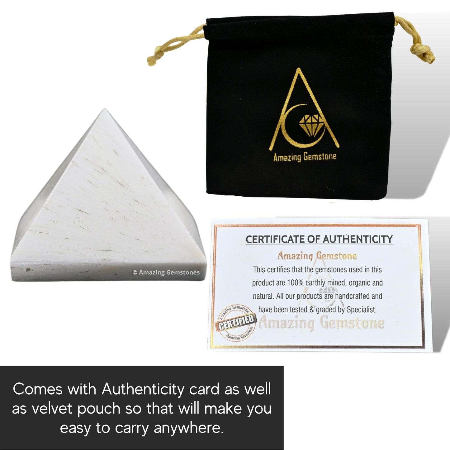 Amazing Gemstone Scolecite Pyramid Crystal Healing Stones - 1" Great Pyramid Figurine of Natural Stone Pyramid for Meditation, Reiki, Chakra Balancing and Crystal Pyramids Grid
