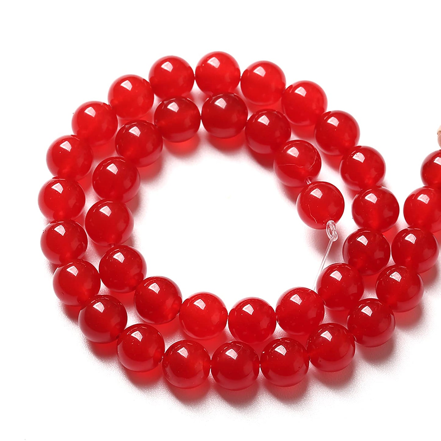 8MM 45PCS Natural Stone Red Chalcedony Jade Round Loose Beads for Jewelry Making DIY Bracelet Necklace