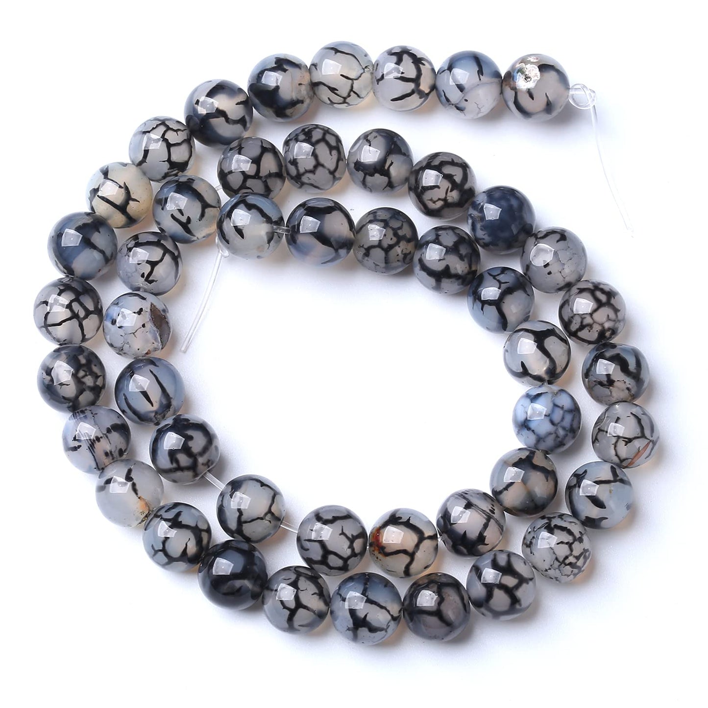 8MM 45PCS Natural Stone Black Dragon Vein Agate Beads for Jewelry Making DIY Bracelet
