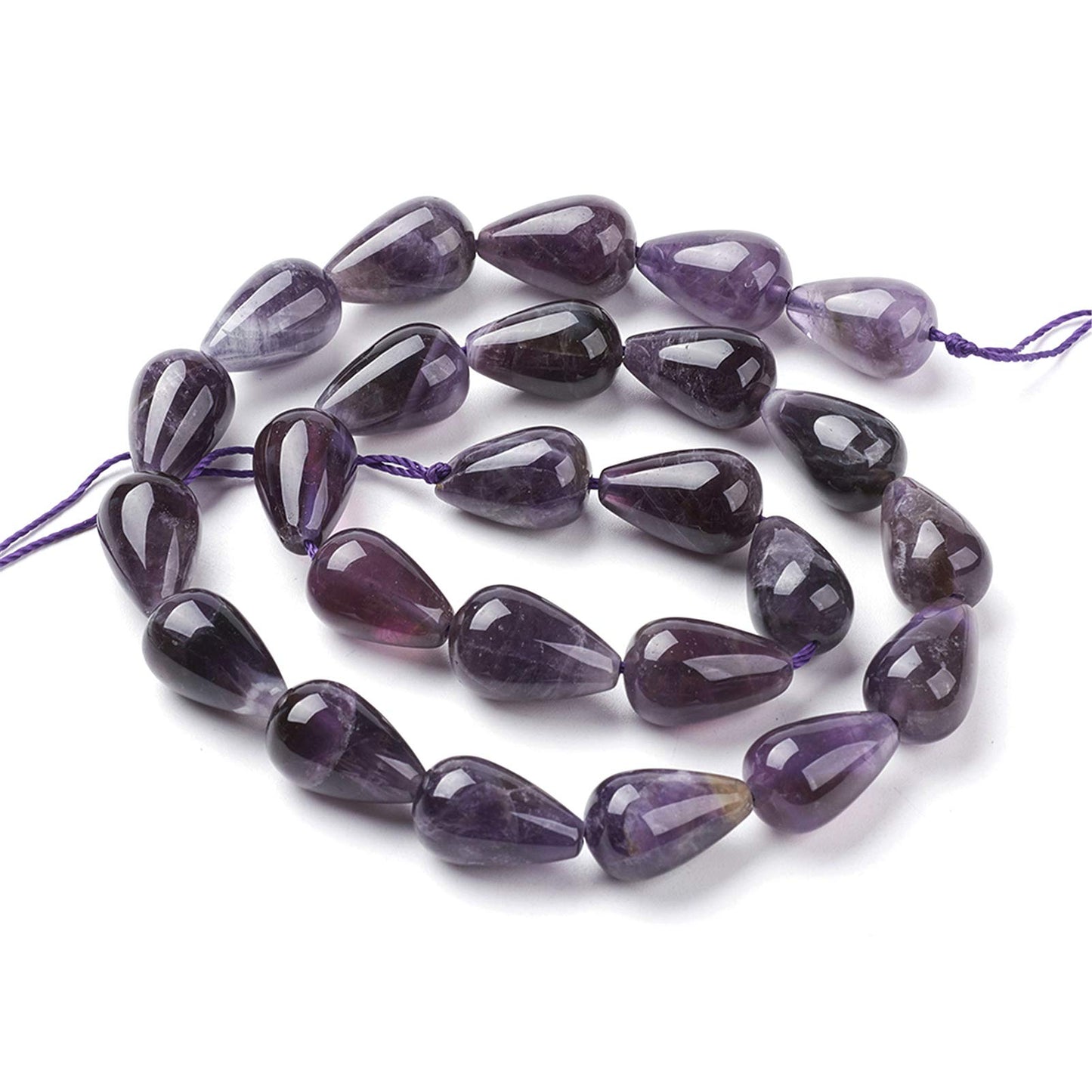 Craftdady Teardrop Natural Amethyst Stone Beads Polished Drop Gemstone Loose Beads Energy Healing Crystal Stone 16x10mm for Jewelry Craft Necklace Bracelet Earring Making, 22~25pcs