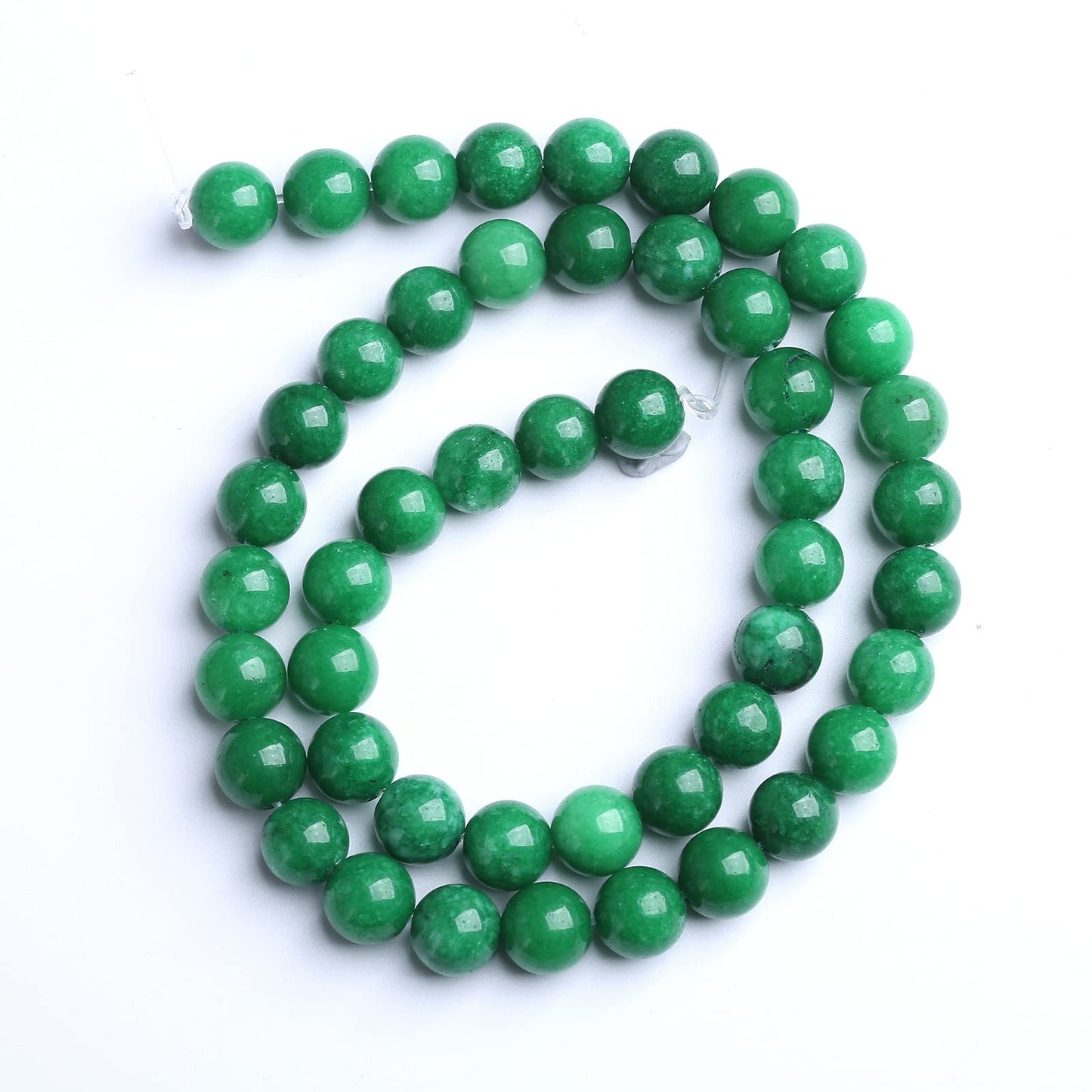 90PCS 8MM Natural Stone Green Cloudy Jade Spacer Loose Beads for Jewelry Making DIY Bracelet Necklace