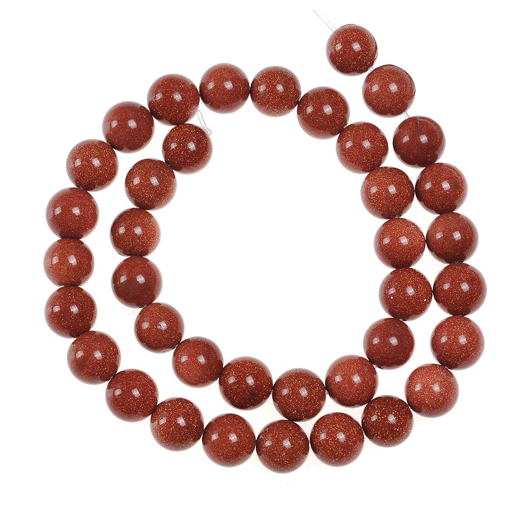 Natural Stone Beads 6mm Gold Sand Stone Round Loose Beads Crystal Energy Stone Healing Power for Jewelry Making DIY,1 Strand 15"