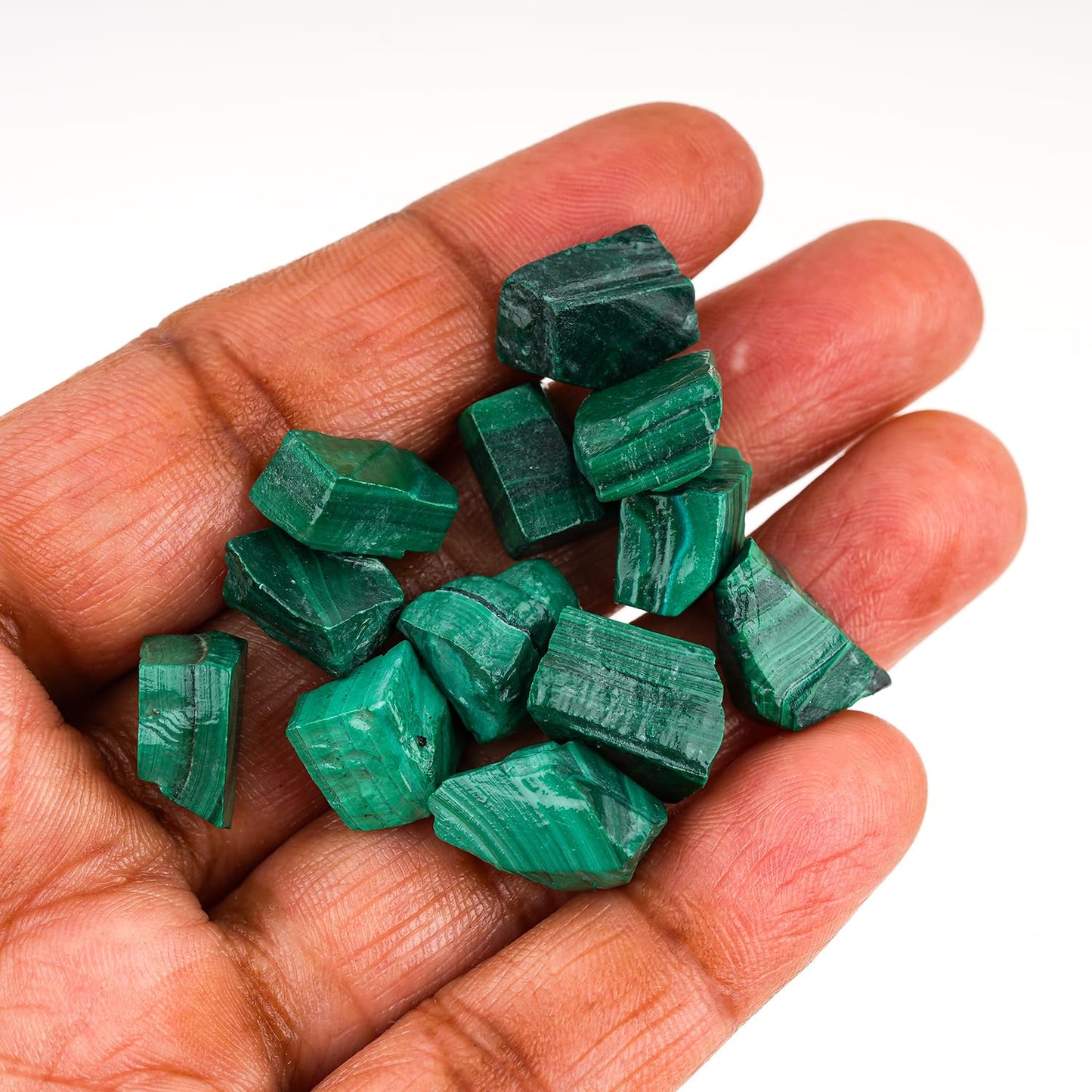ColouredRocks 100 carats Green Malachite Crystals, Raw Stones, Rough Gemstones, Jewelry Making Supply, Cabbing, Polishing, Cutting, DIY, Crafts (10-12pcs) (8-12mm)