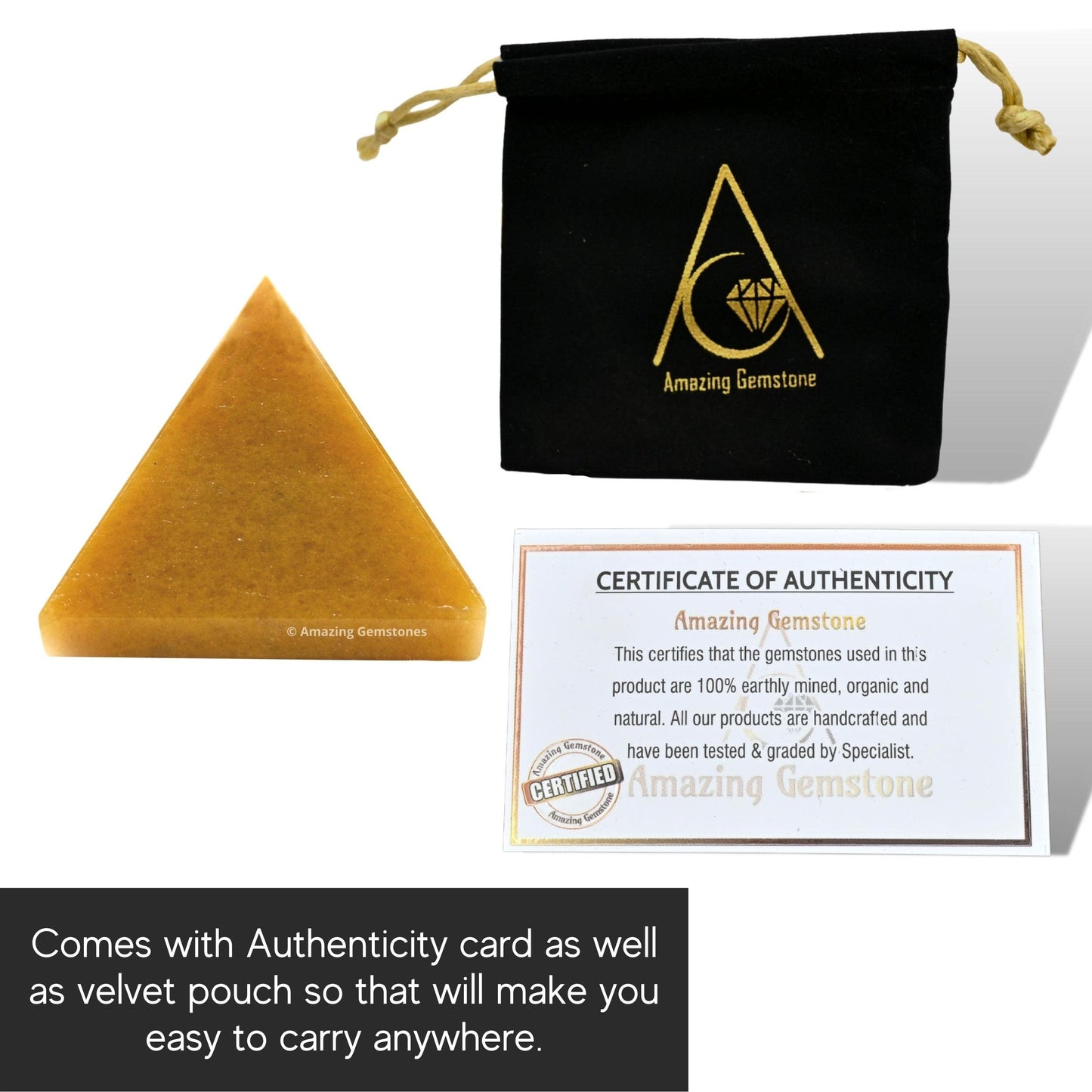 Amazing Gemstone Yellow Jasper Pyramid Crystal Healing Stones - 1" Great Pyramid Figurine of Natural Stone Pyramid for Meditation, Reiki, Chakra Balancing and Crystal Pyramids Grid