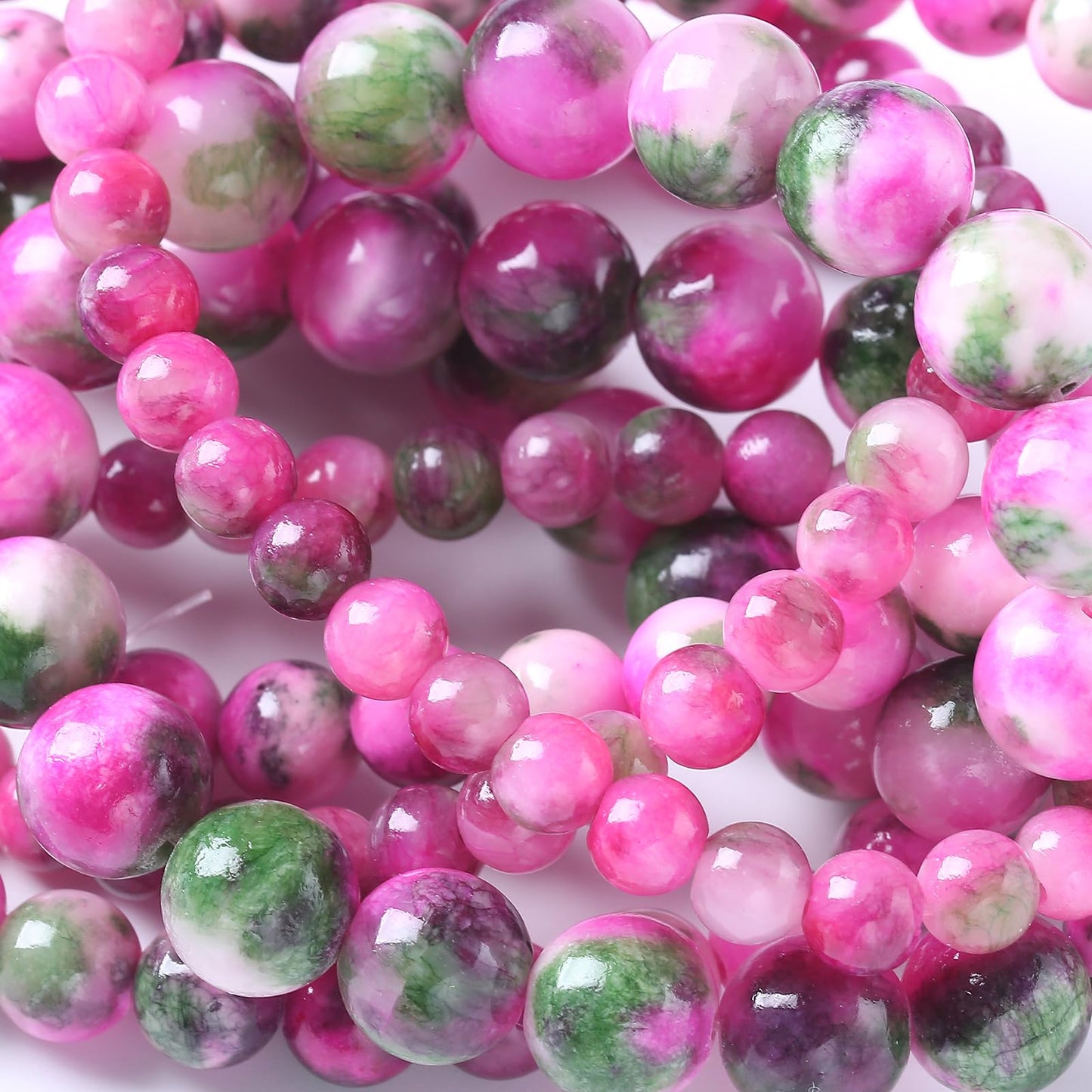 8MM 46PCS Pink Green Persian Jade Spacer Loose Beads for Jewelry Making DIY Bracelet Necklace