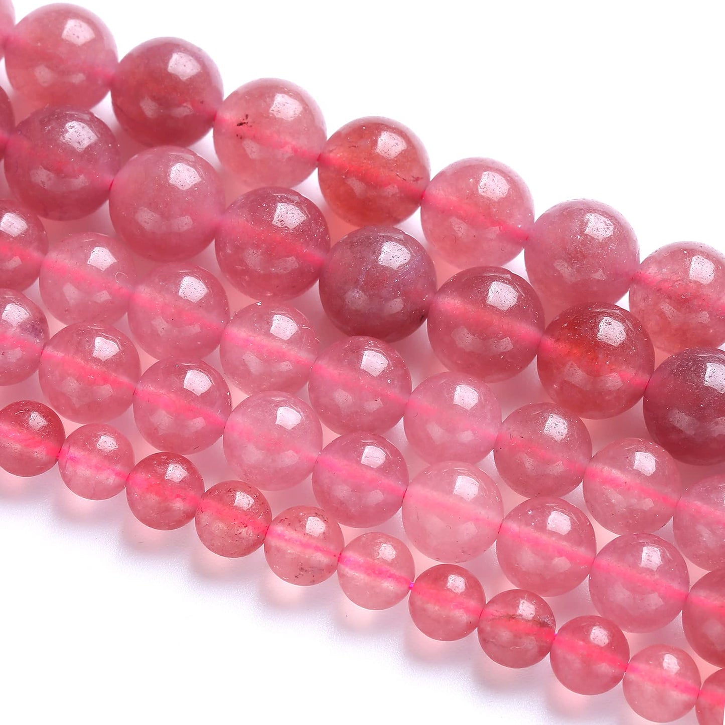 10MM 36PCS Natural Strawberry Quartz Crystal Jade Spacer Loose Beads for Jewelry Making DIY Bracelet Necklace