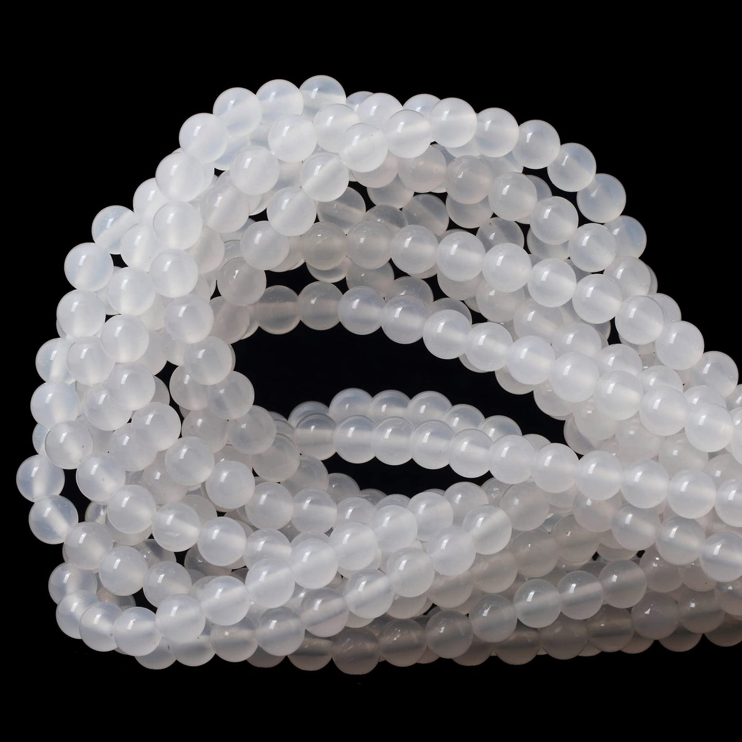 CHEAVIAN 60PCS 6mm Natural White Agate Gemstone Round Loose Beads for Jewelry Making 1 Strand 15"