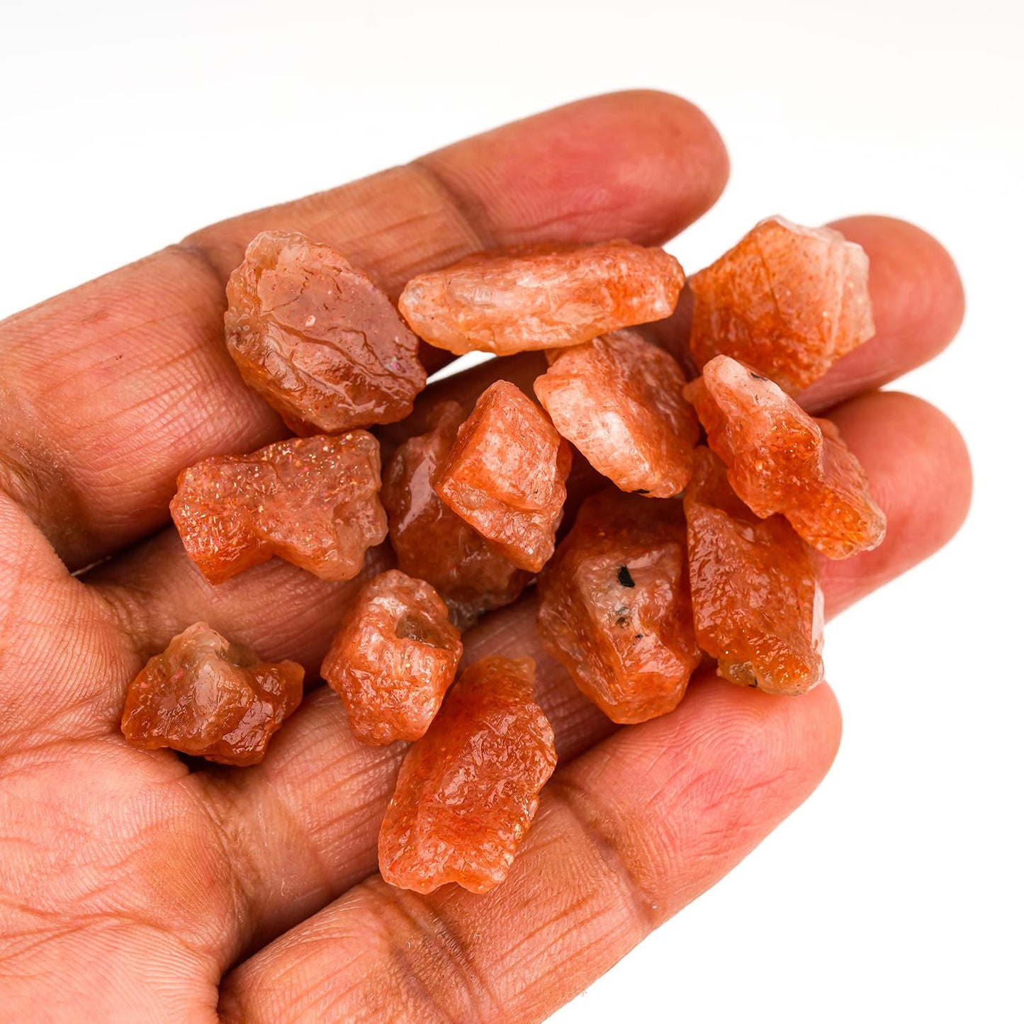 ColouredRocks 100 carats Sunstone Crystals, Raw Stones, Rough Gemstones, Jewelry Making Supply, Cabbing, Polishing, Cutting, DIY, Crafts (9-10pcs) (14-18mm)