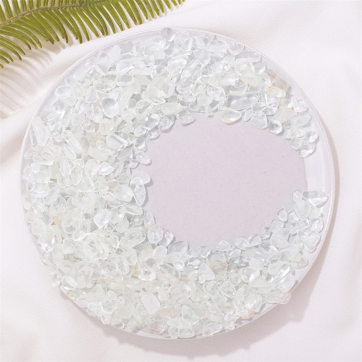 1lb Clear Quartz Aquarium Gravel Rocks Natural Tumbled Healing Crystal Chips Bulk Gemstones Crushed Stones for Fountain Vase Filler Planters Decorative Fish Tank Potted Reiki Energy Balancing