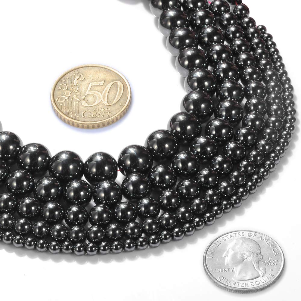 Natural Stone Beads 18mm Hematite Gemstone Round Loose Beads Crystal Energy Stone Healing Power for Jewelry Making DIY,1 Strand 15"