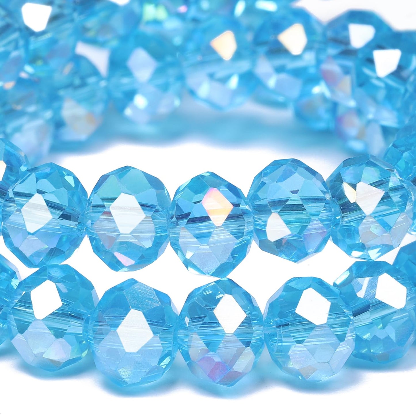 NITOPUPU 1000pcs 4mm Crystal Glass Beads for Jewelry Making Faceted Rondelle Flat Beads for Bracelets Necklace Earrings DIY Crafts (Lake Blue Crystal AB Bead)