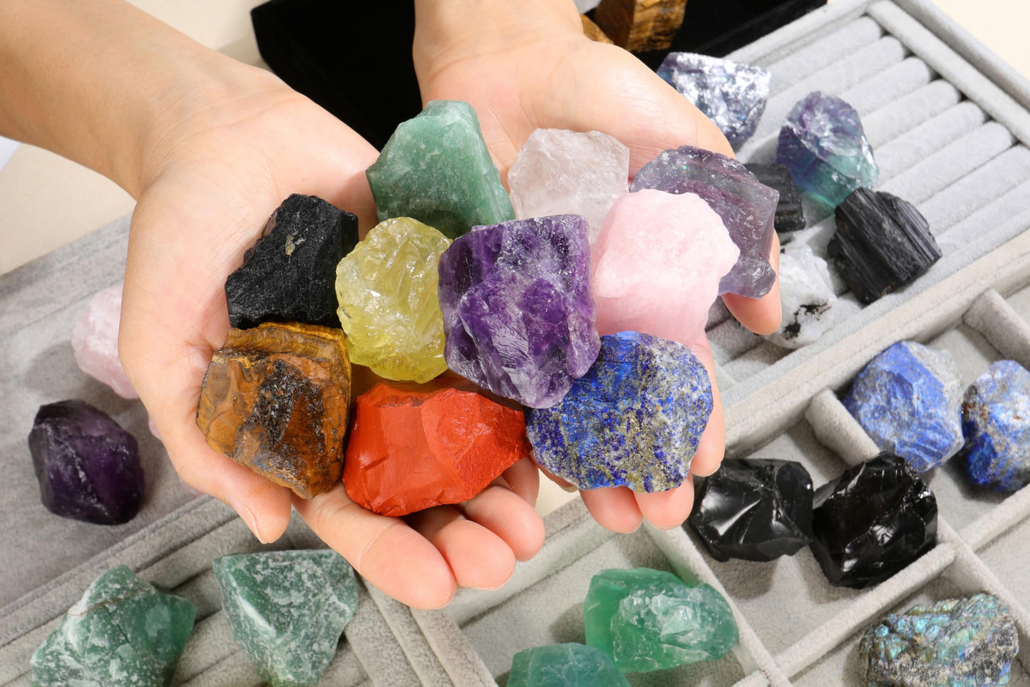 Jovivi 2pcs Raw Amethyst Crystals,Large 1.6-2.2" Healing Crystals Natural Rough Stones Crystal for Tumbling, Cabbing, Home Decoration, Polishing, Wicca & Reiki