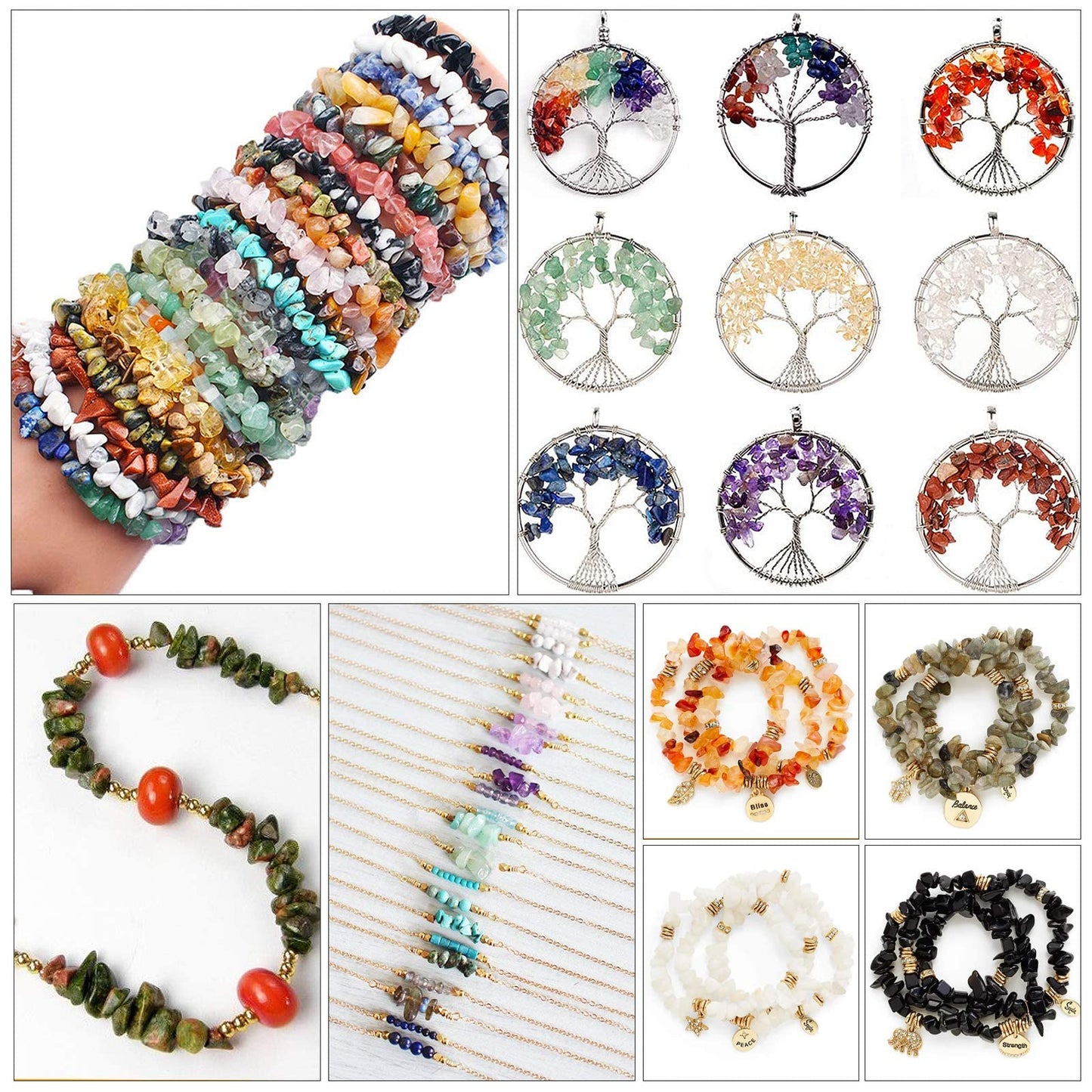 500 pcs Natural Chip Stone Beads, Malachite 5-8 mm Irregular Gemstones Healing Crystal Loose Rocks Bead Hole Drilled for Jewelry Making Bracelet