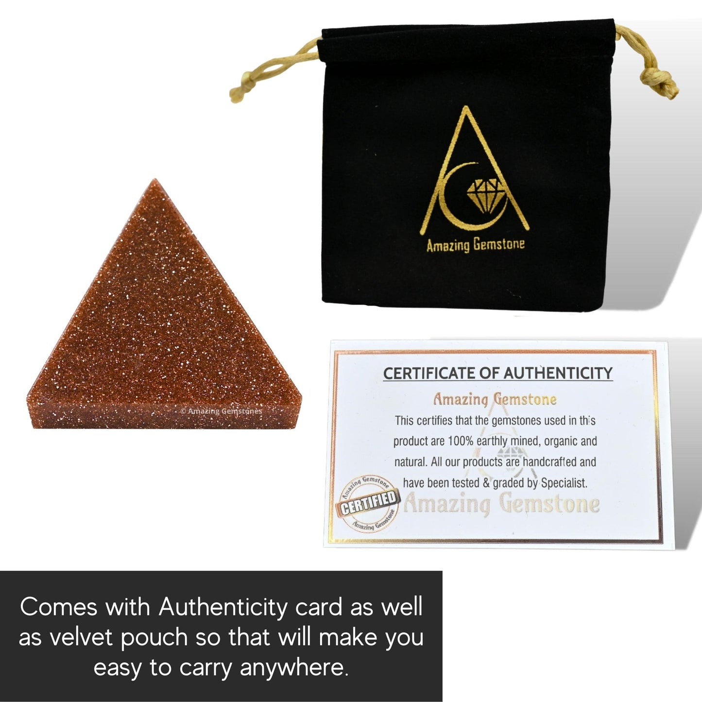 Amazing Gemstone Red Goldstone Pyramid Crystal Healing Stones - 1" Great Pyramid Figurine of Natural Stone Pyramid for Meditation, Reiki, Chakra Balancing and Crystal Pyramids Grid