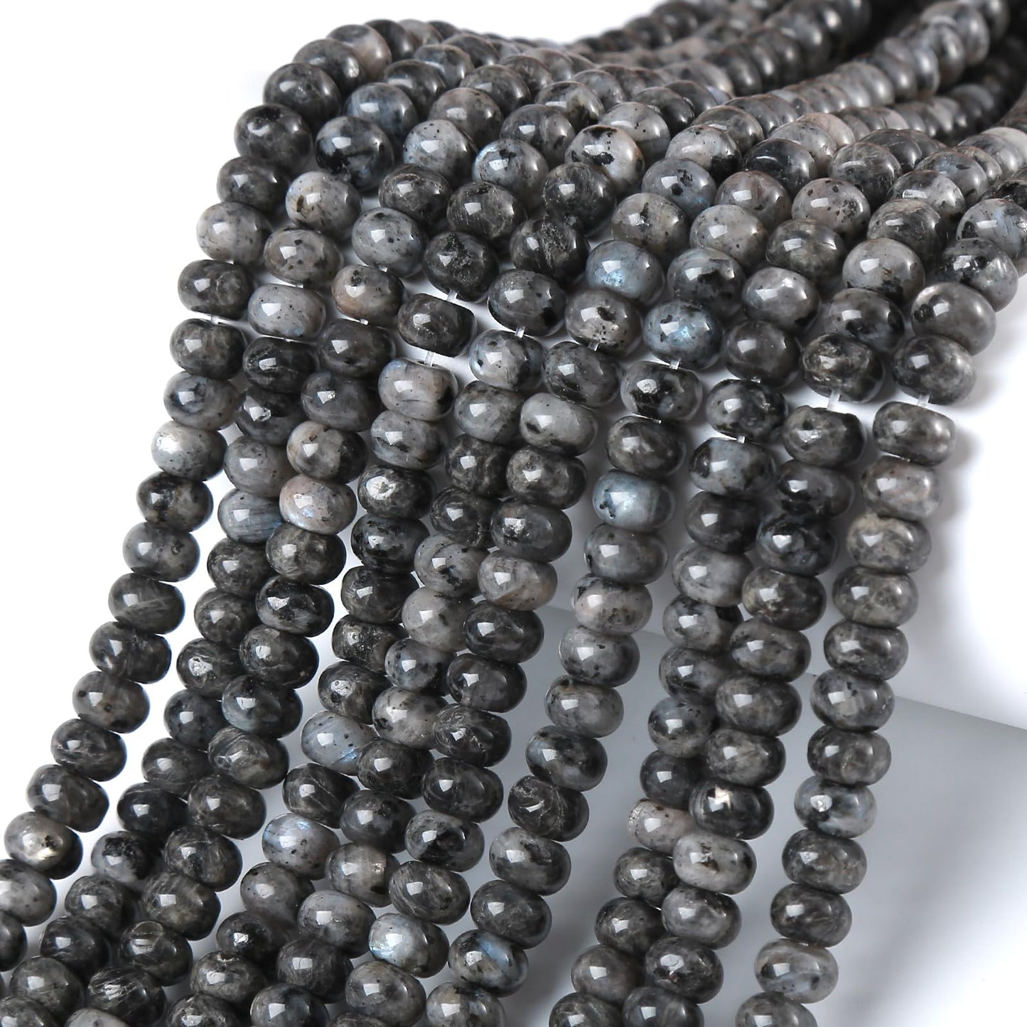 5x8MM 72PCS Black Labradorite Tube Rondelle Abacus Disk Spacer Loose Beads for Jewelry Making