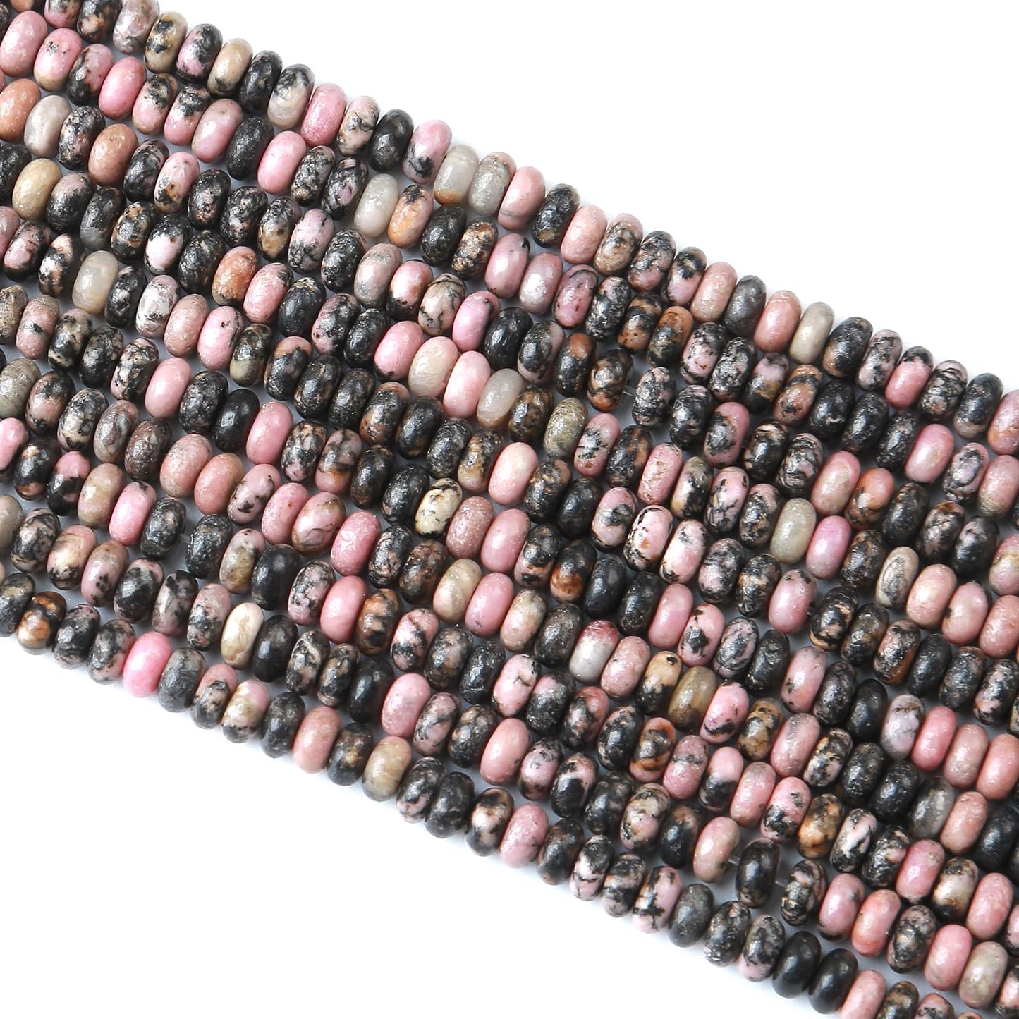 2x4MM 150PCS Black Rhodochrosite Rhodonite Tube Rondelle Abacus Disk Spacer Loose Beads for Jewelry Making
