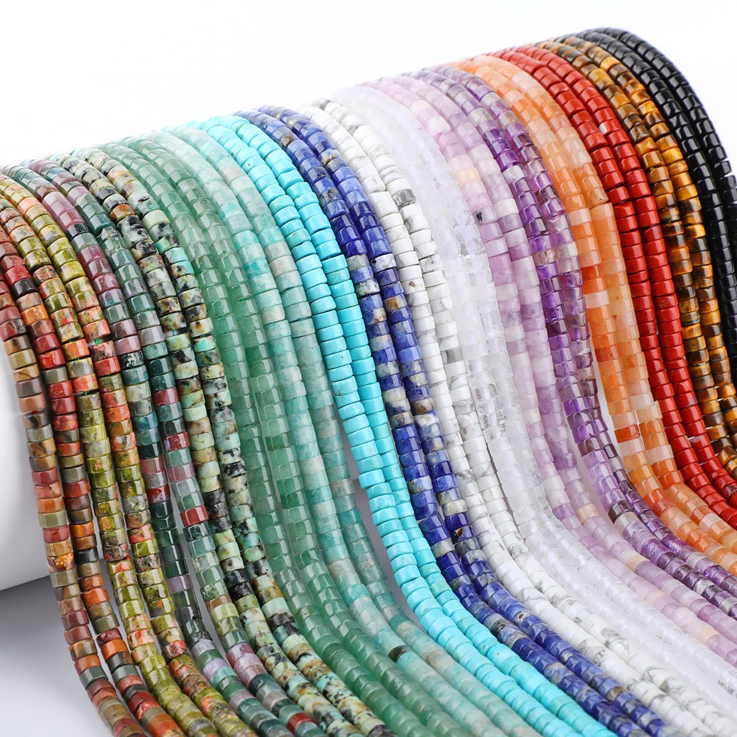 Natural Clear Quartz Crystals Heishi Spacer Beads Loose Semi Precious Flat Round Gemstone Disc Shape Stone for Beading Jewelry Making 4x2mm 15.5"