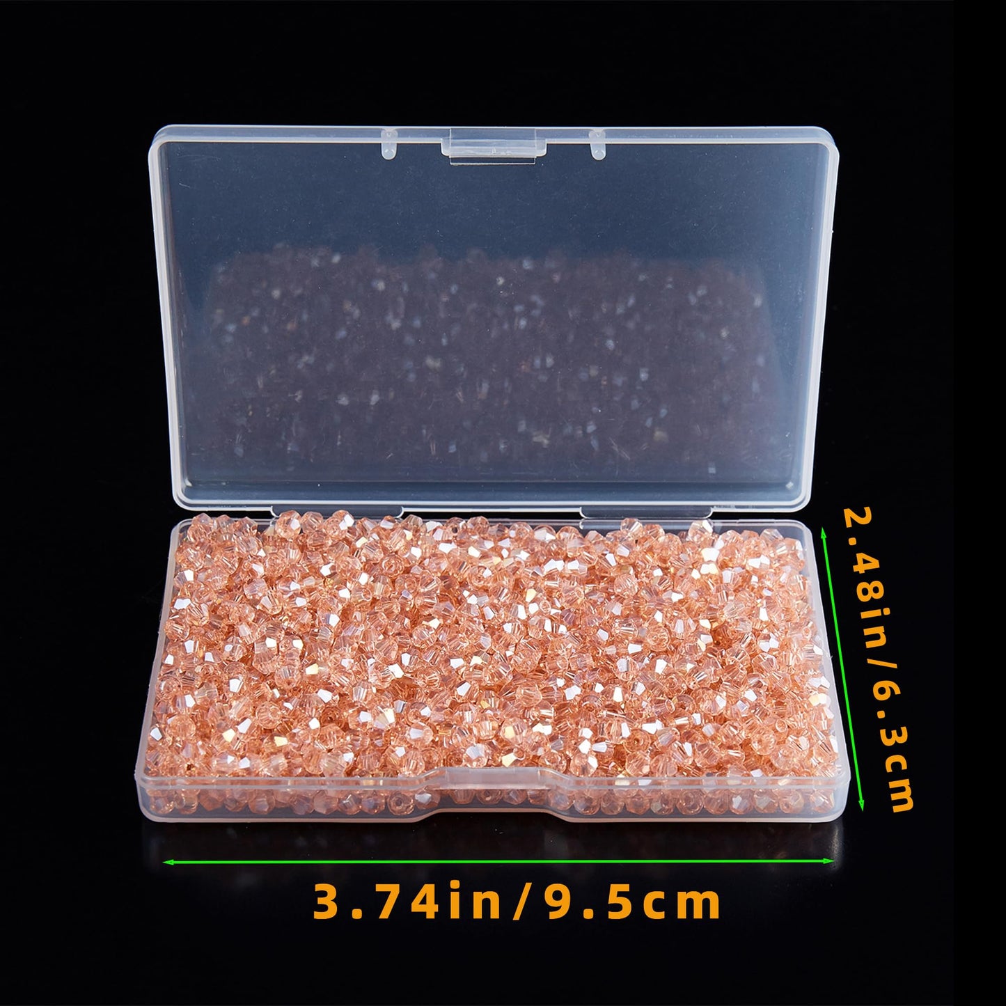 Laopottbeads 1200PCS 3mm Bicone Crystal Glass Beads for Jewelry Making, Sparkling Mini Beads for Suncatchers, DIY Bracelets & Craft Projects (Pink)