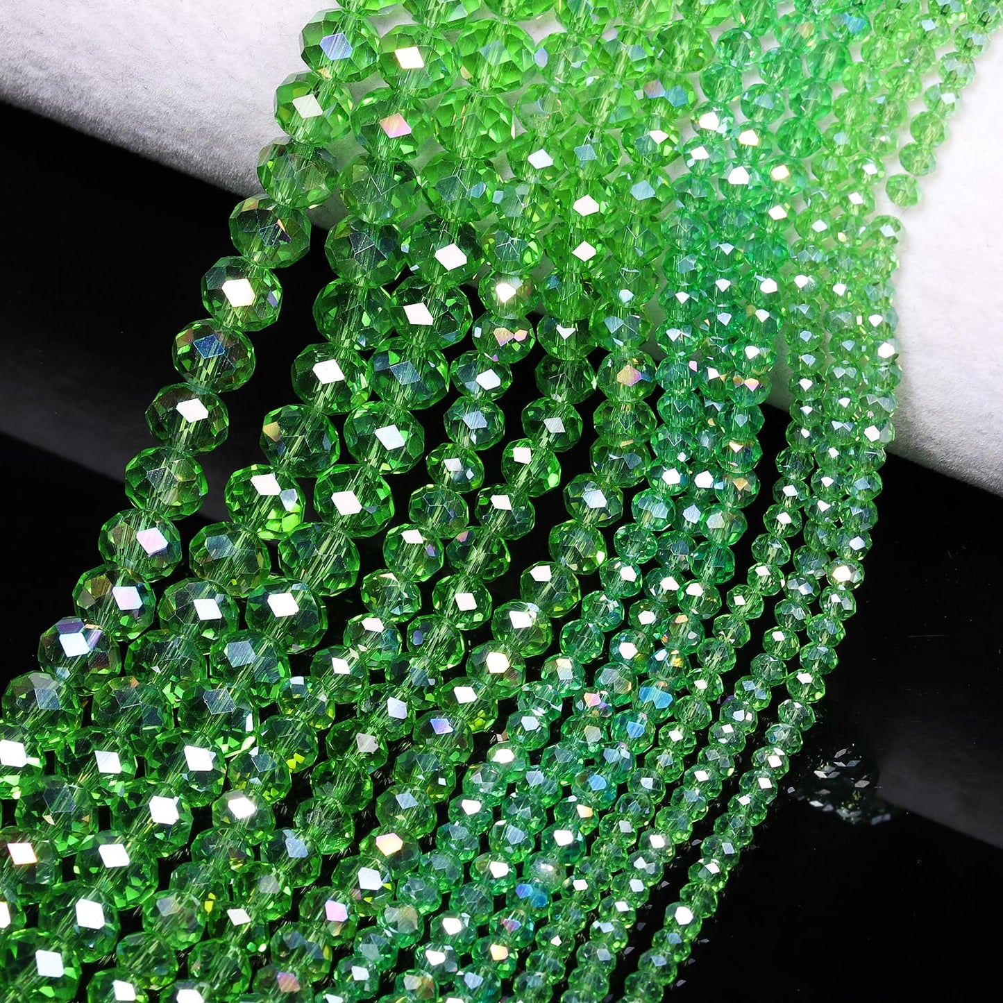 NITOPUPU 1000pcs 4mm Crystal Glass Beads for Jewelry Making Faceted Rondelle Flat Beads for Bracelets Necklace Earrings DIY Crafts (Green Crystal AB Bead)