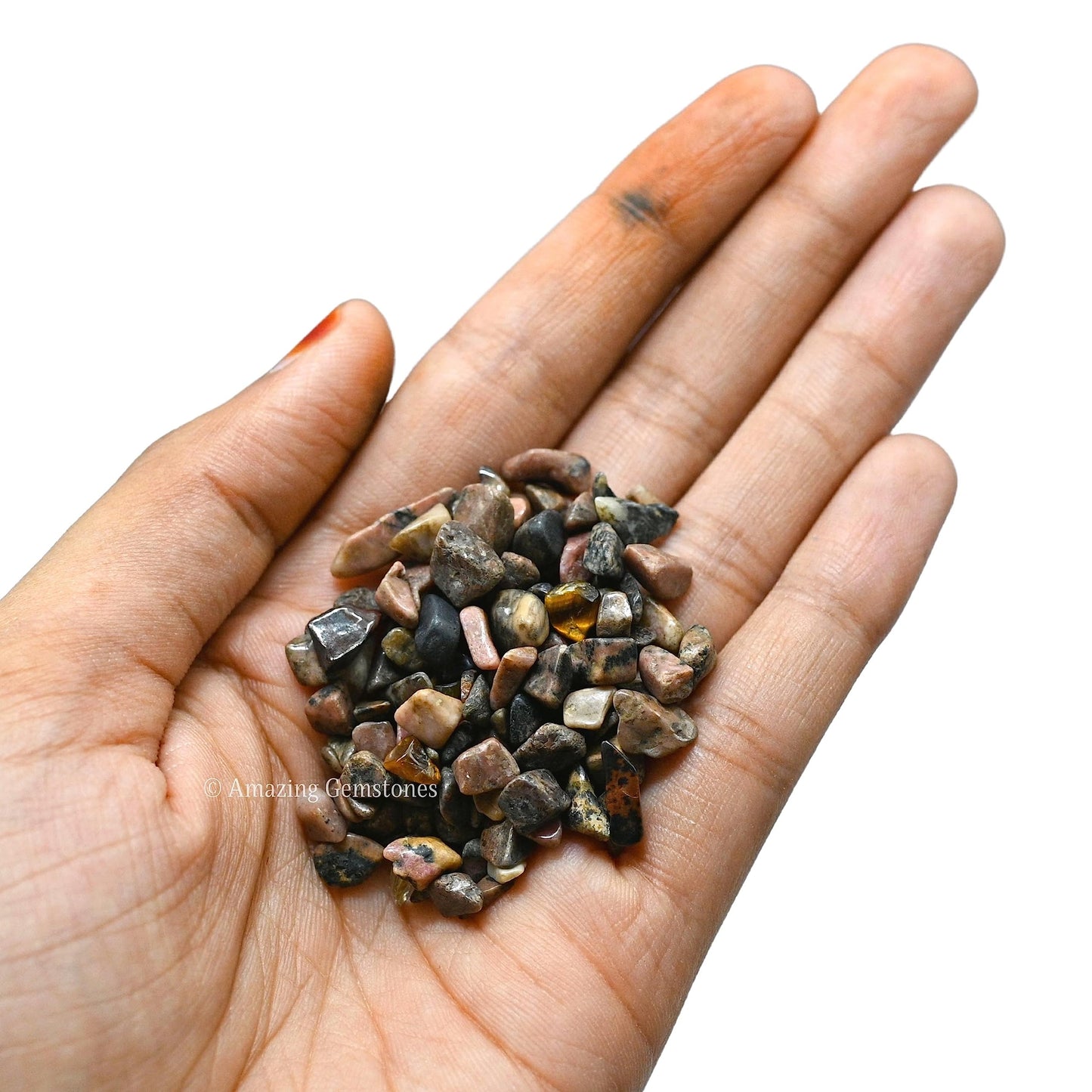 Amazing Gemstone Rhodonite Crystal Chips Aquarium Gravel Rocks - 1000+ Carat Bloodstone Chips Bulk Fish Tank Gravel, Small Tumbled Stone Chips and Tiny Crystals for Decoration (AAA Grade Gemstones)