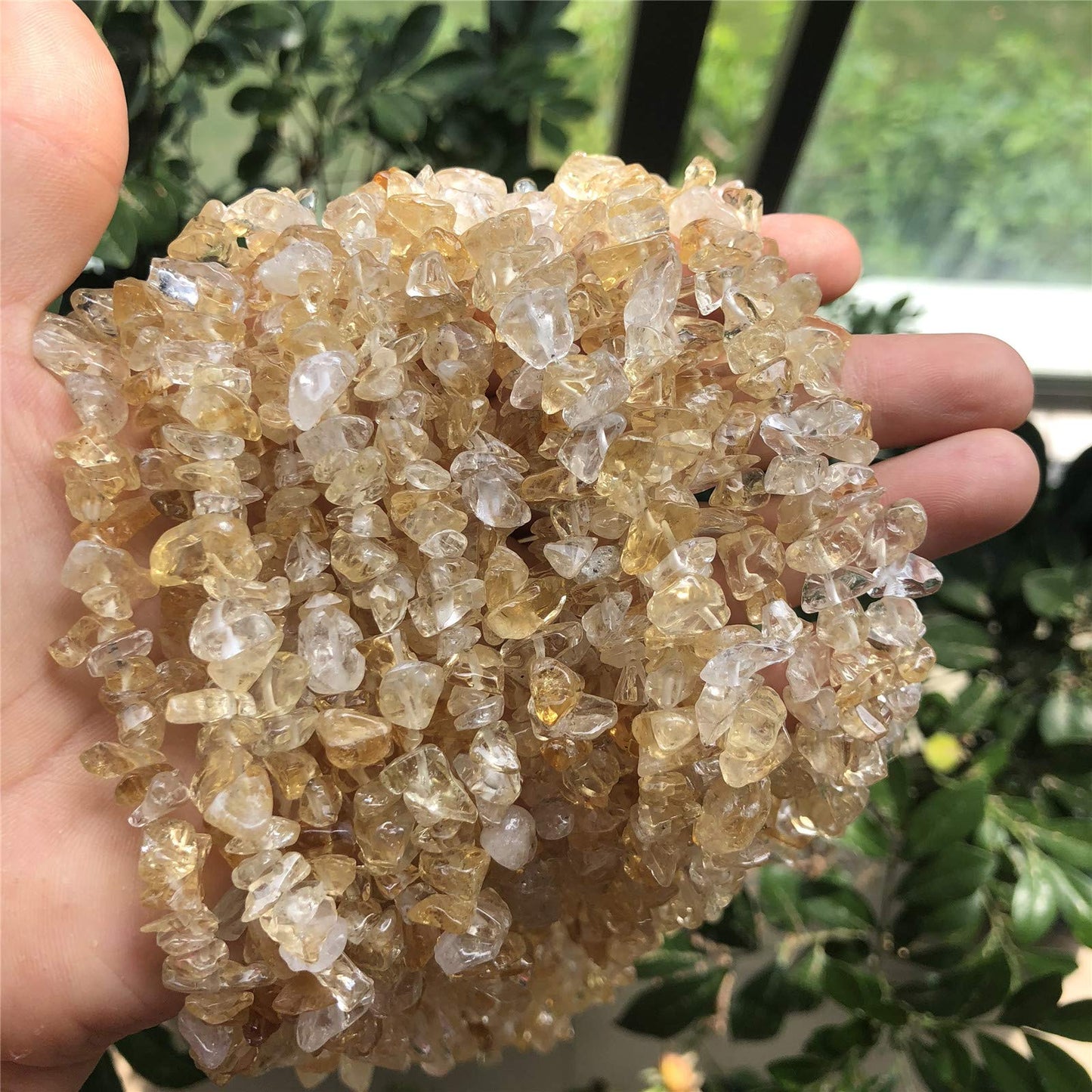 Fekuar 64" Irregular Tumbled Citrine Chip Beads for Jewelry Making, Healing Crystal Drilled Loose Bead Strand DIY Craft Supplies, 5-8mm