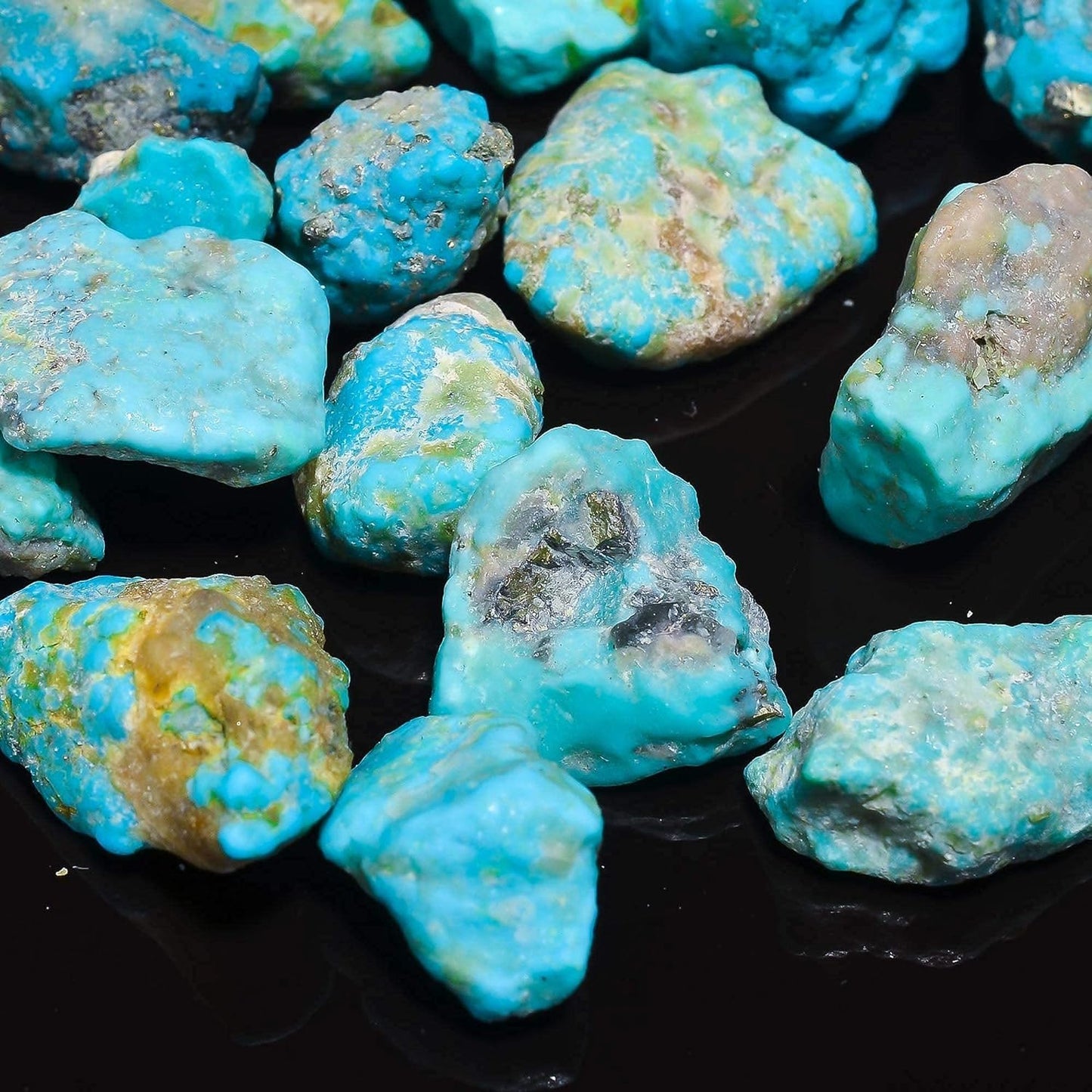 GEMKORA 50 carats Genuine Raw Turquoise Stone, Loose Gemstone and Crystals, Wholesale Lot, Blue Rough Crystals, Turquoise Rock, Jewelry Making Supplies, DIY & Crafts (6 to 8pcs)