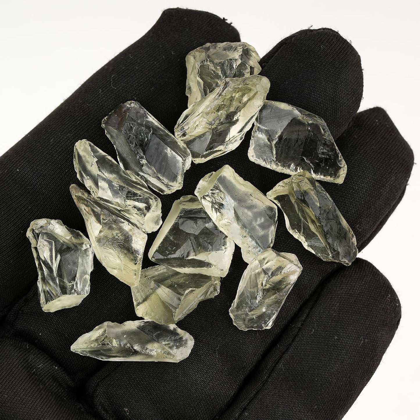 ColouredRocks 100 carats Green Amethyst Crystals, Raw Stones, Rough Gemstones, Jewelry Making Supply, Cabbing, Polishing, Cutting, DIY, Crafts (12-14pcs) (10-15mm)