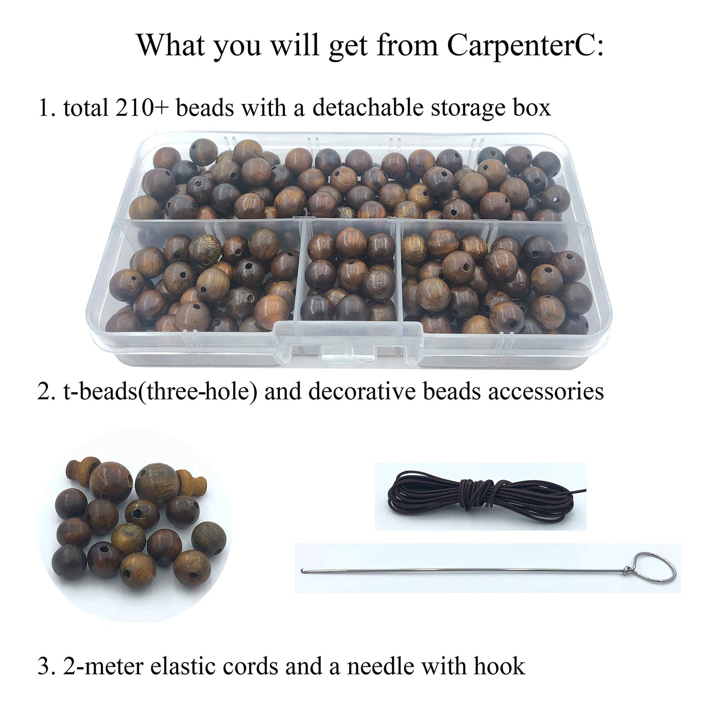 CarpenterC 500pcs 6mm Gorgeous Natural Round Polished Rosewood Loose Beads for Jewelry Making DIY Handmade Crafts