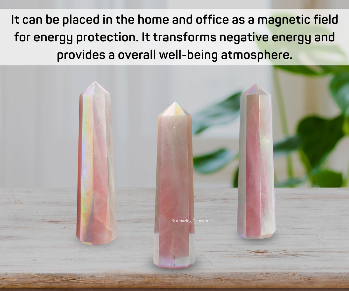 Amazing Gemstone Angel Aura Rose Quartz Crystal Towers ~ Natural Healing Crystal Point Obelisk for Reiki Healing and Crystal Grid (3" to 4" INCH)